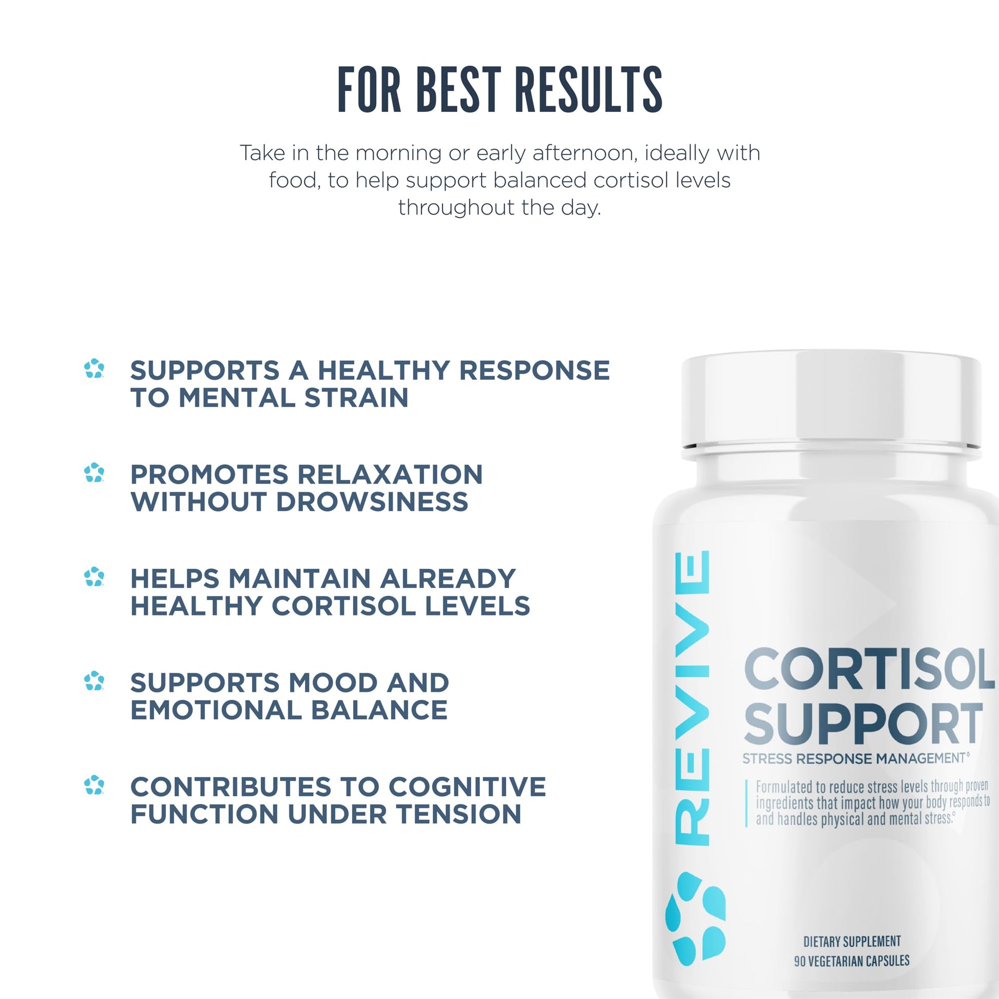 Revive MD Cortisol Manager, 90 Vegetarian Capsules - Cortisol Supplement w/Magnesium & L-Theanine Support Health, Focus, Energy, Fatigue, & Adrenal Gland Function - Vegan & Gluten-Free (30 Servings) Revive Au supplements