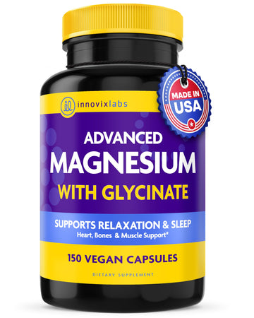 InnovixLabs Advanced Magnesium Capsules - 150 Ct, 210 mg - Chelated Glycinate and Malate - High Absorption, Promotes Relaxation, Bones, Muscle Health, Vegan Malate Sleep Supplement InnovixLabs Au supplements