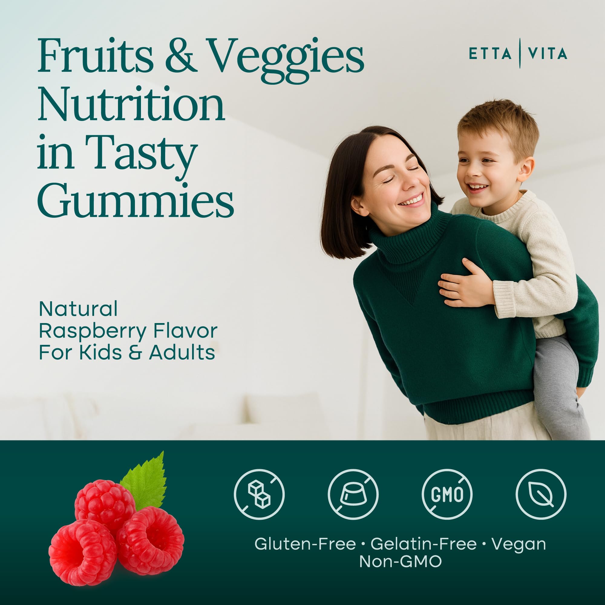 Everyday Debloat & Detox Sugar-Free Fruits and Veggies Gummies - Energy Support with Superfood Fruit and VegetableSupplement (120 Chews) Cruelty-Free, Vegan, Gluten-Free, Fruit and Vegetable Vitamin Etta Vita Au supplements