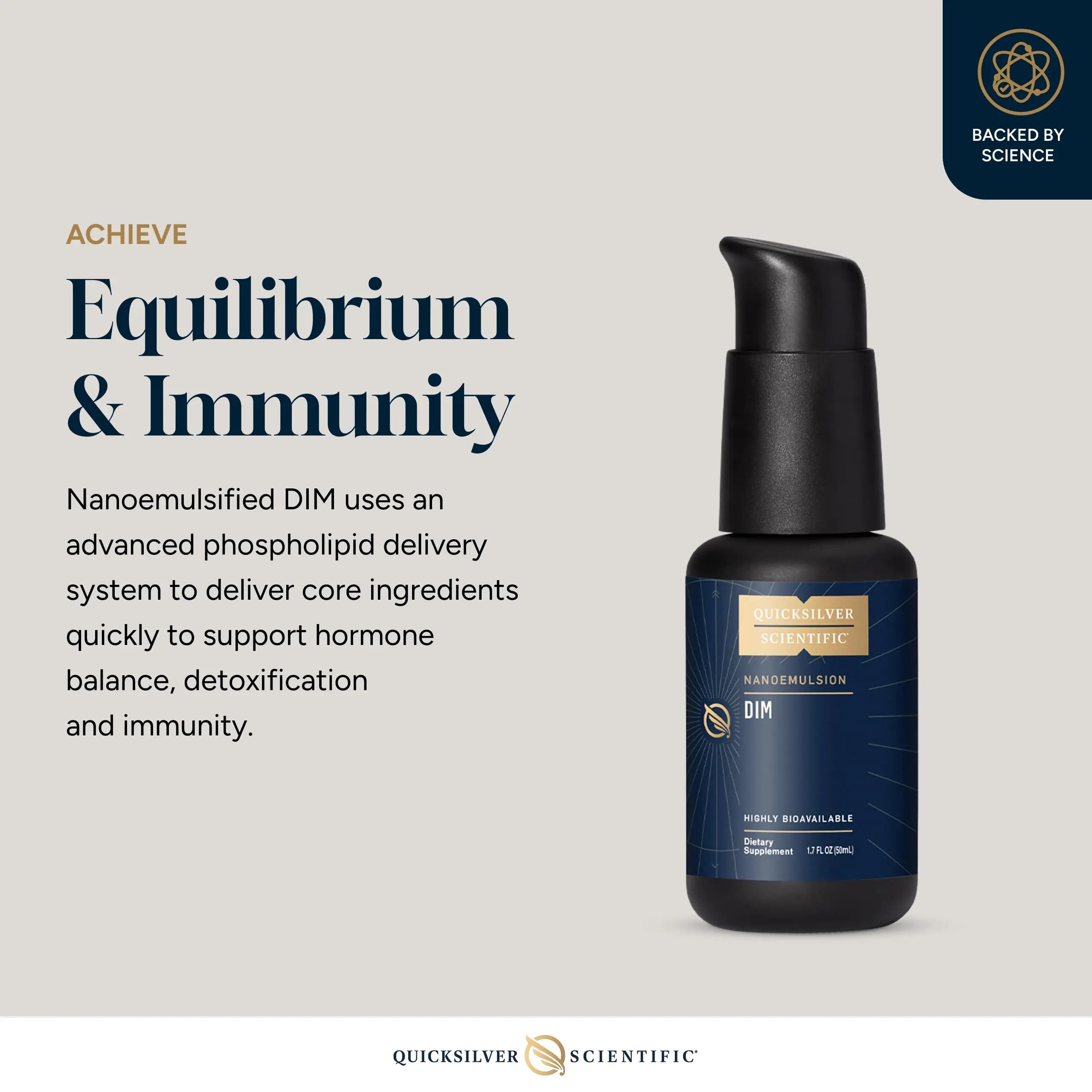 Quicksilver Scientific Nanoemulsified DIM - Liposomal DIM Supplement to Support Healthy Hormone Balance for Women & Men - Soy-Free Detox & Immune Support (1.7oz / 50ml) Quicksilver Scientific Au supplements