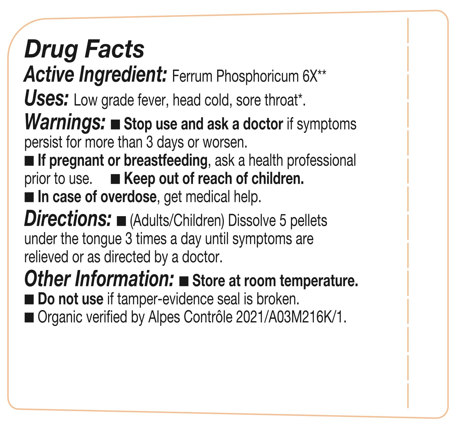 Ferrum Phosphoricum- OLLOIS - Organic & Vegan, Kosher Certified, Cell Salt #4 (Approx. 80 pellets) OLLOÏS Au supplements