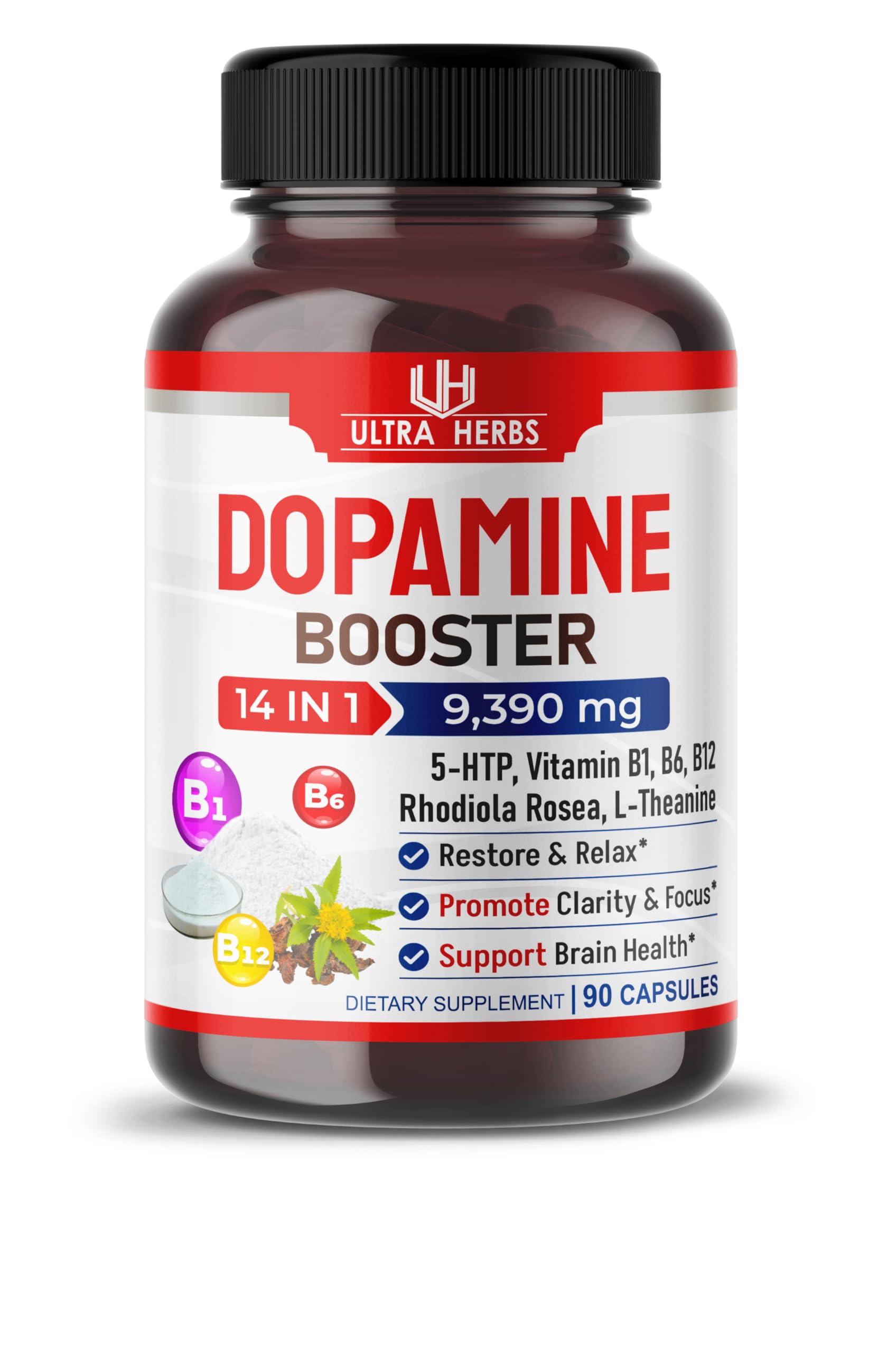 Dopamine Focus Supplement Ashwagandha 5000mg 5-HTP 50mg Rhodiola Rosea 2000mg ULTRA HERBS Au supplements