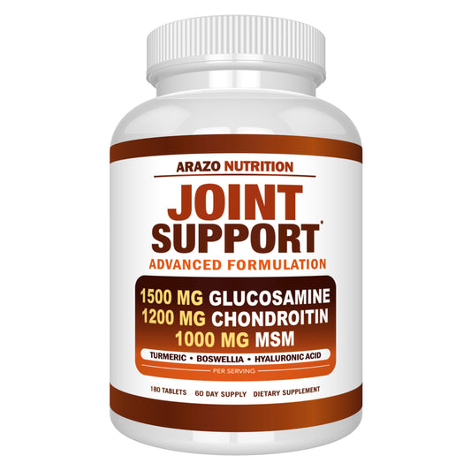 Arazo Nutrition Glucosamine Chondroitin Turmeric Msm Boswellia - Joint Support Supplement for Relief 180 Tablets for Bones, Back, dailyvitalstoreUS supplements