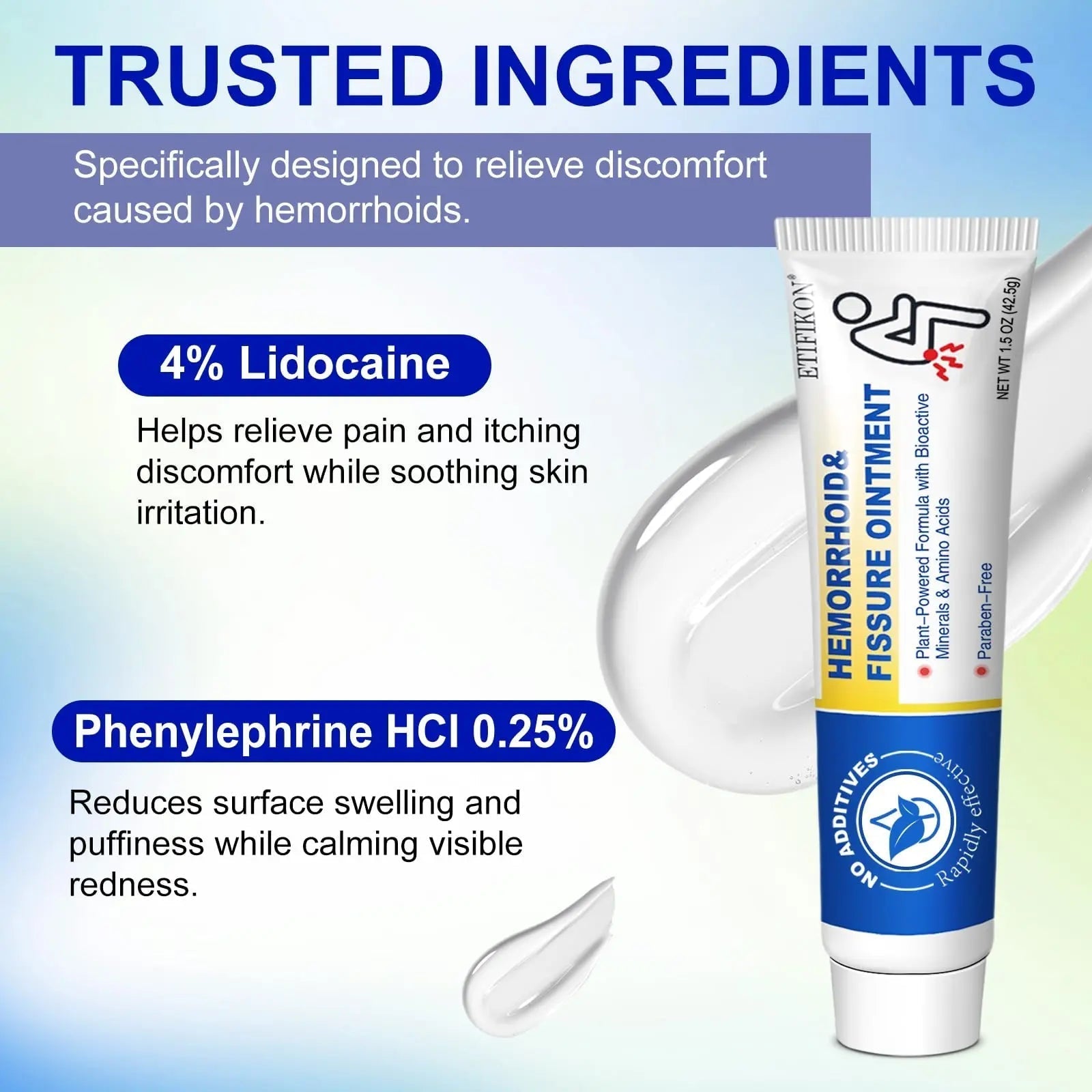 ETIFIKON Hemorrhoid & Fissure Ointment with 4% Lidocaine & Phenylephrine HCI – 42.5g Comforting Care Cream for Internal & External Areas – Helps Soothe Irritation & Support Daily Comfort (1 Pack) ETIFIKON Au supplements