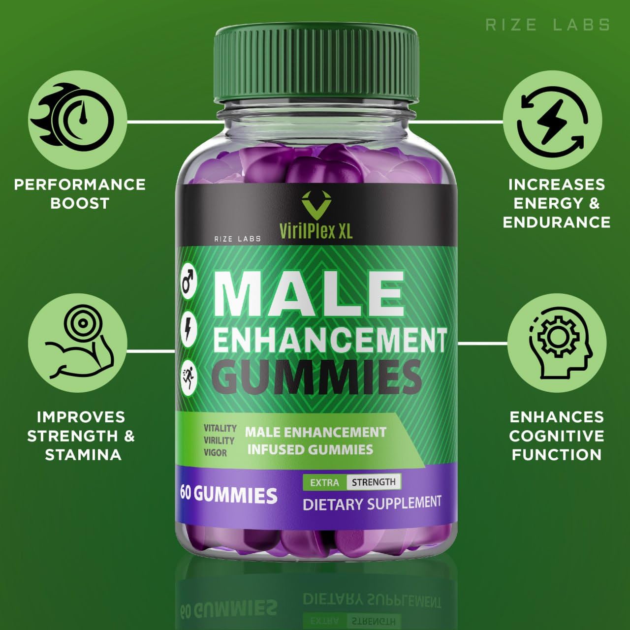 VirilPlex XL Male Performance Gummies, Premium Formula for Health and Wellbeing, VirilPlex XL for Men Gummys to Deliver Peak Performance Benefits, VirilPlexXL Gomitas (60 Gummies) rize labsAu supplements