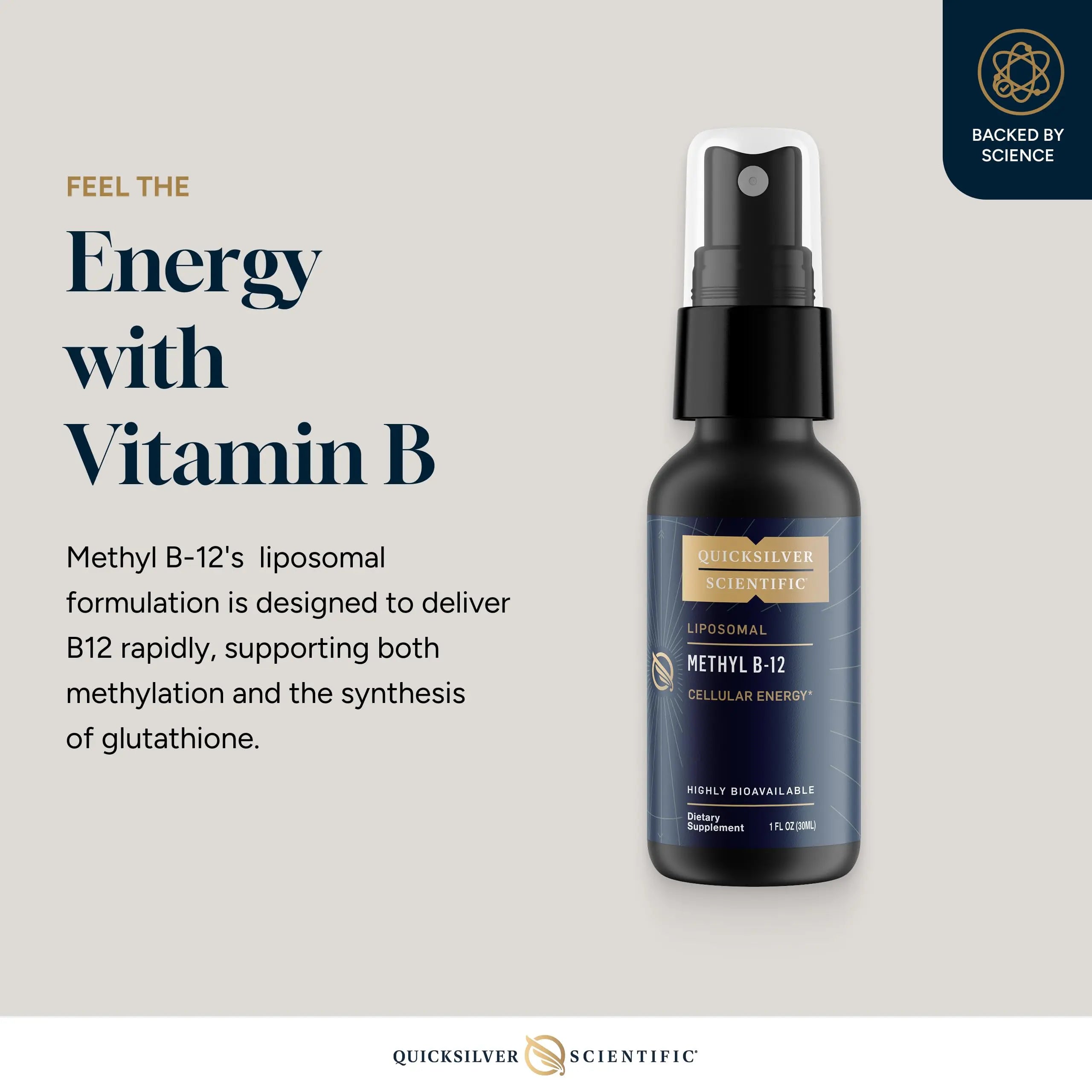 Quicksilver Scientific Methyl B12-1000mcg Vitamin B12 as Methylcobalamin - with Nano Technology for Superior Absorption - Supportive Energy Supplement (30ml / 90 Servings) Quicksilver Scientific Au supplements