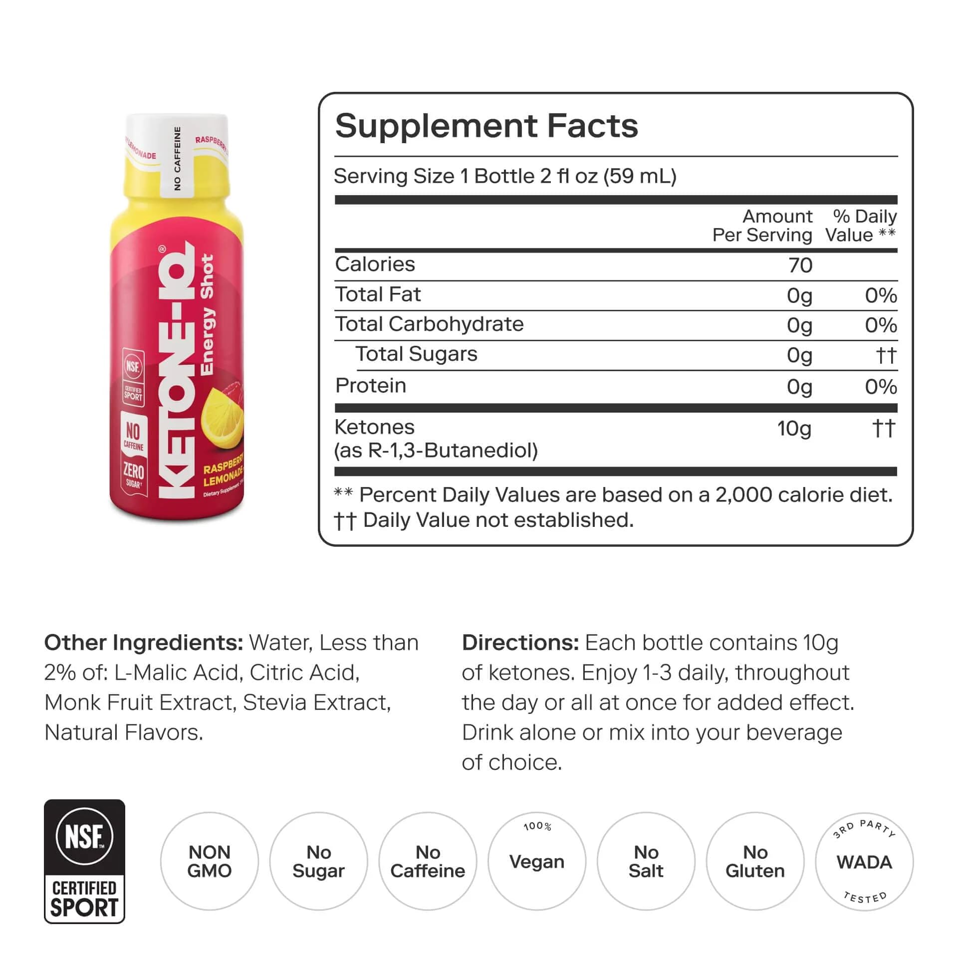 Ketone-IQ No Caffeine Performance Energy Shots – Ketone Fuel for Focus & Endurance, Metabolism Support, 10g Ketones, 12 Pack (Raspberry Lemonade) Ketone-IQ Au supplements