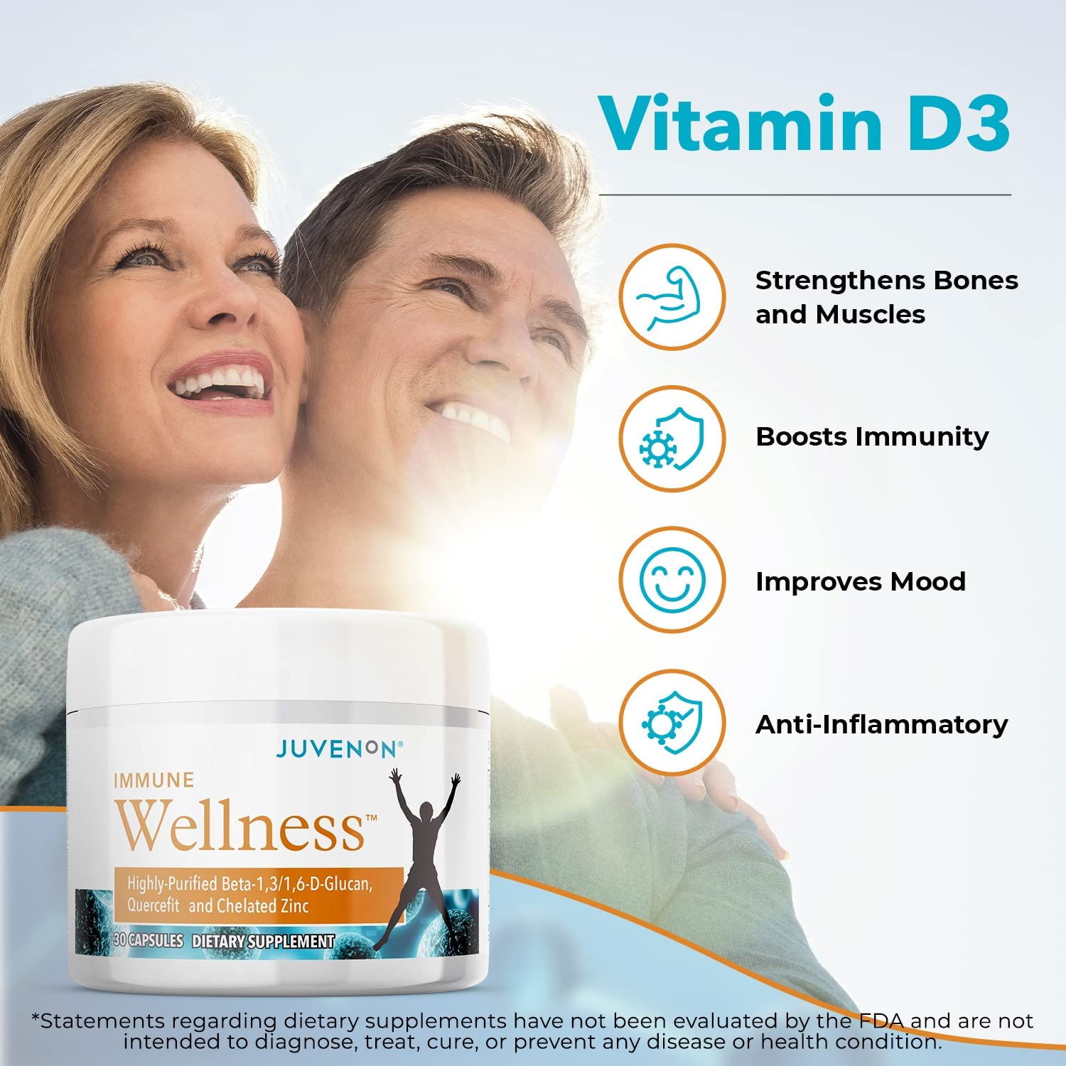 Juvenon Immune Wellness Defense Supplement with Vitamin C, Chelated Zinc Immune Booster Antioxidant Benefits for Adults, Healthy Aging, Heart Health, 30 Capsules Juvenon Au supplements