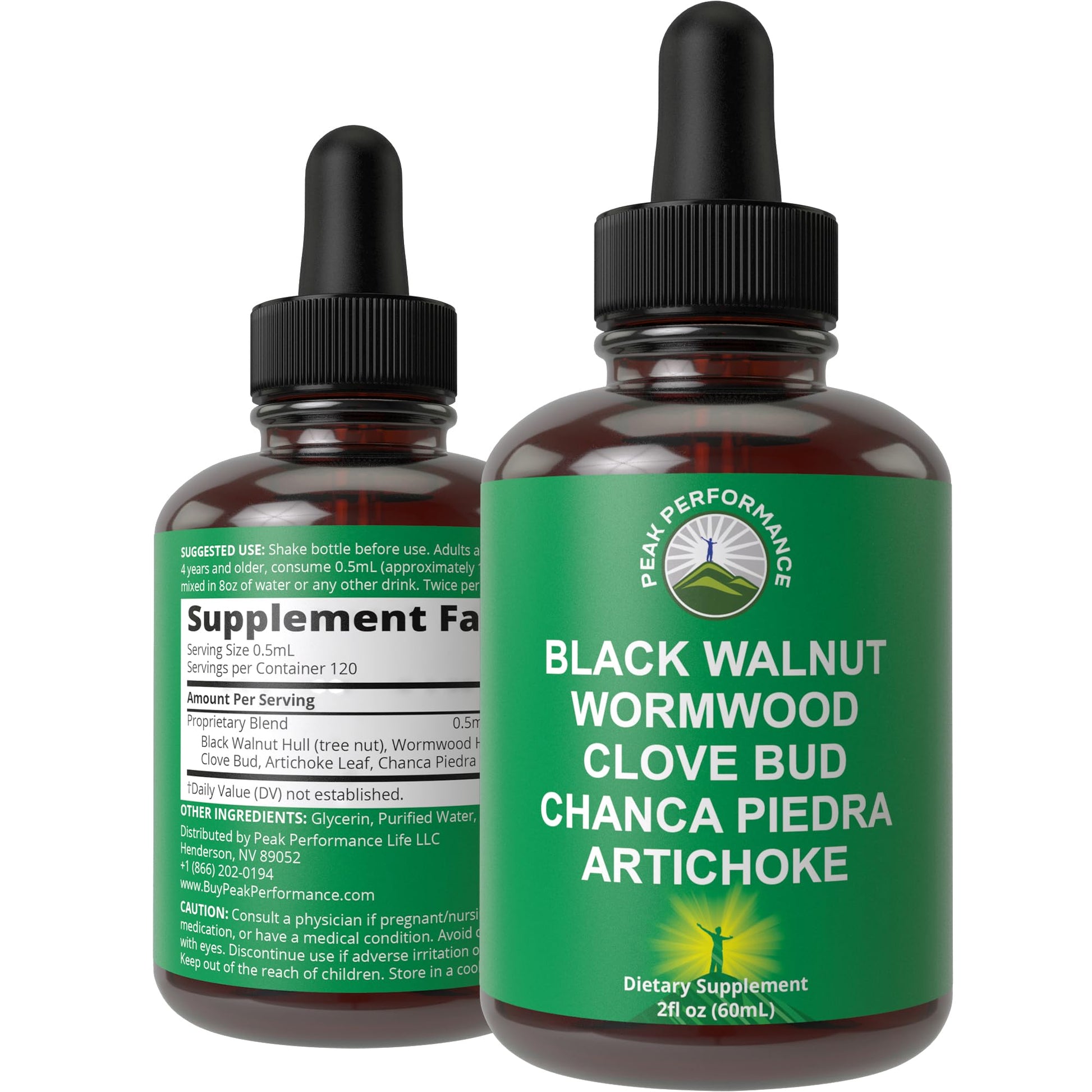 Wormwood Black Walnut Clove Cleanse for Humans. Elimination Detox + Intestinal Support Liquid Tincture Supplement for Adults and Kids. with Artichoke and Chanca Piedra for Additional Benefits Peak Performance Au supplements