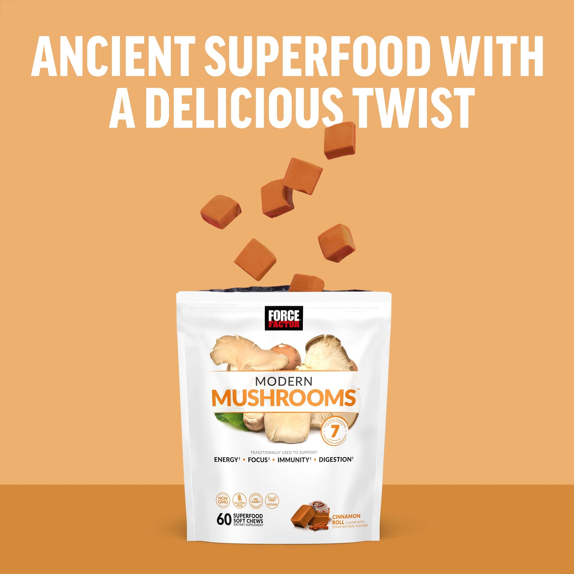 FORCE FACTOR Modern Mushrooms Soft Chews, Mushroom Supplement with Lions Mane Force Factor Au supplements