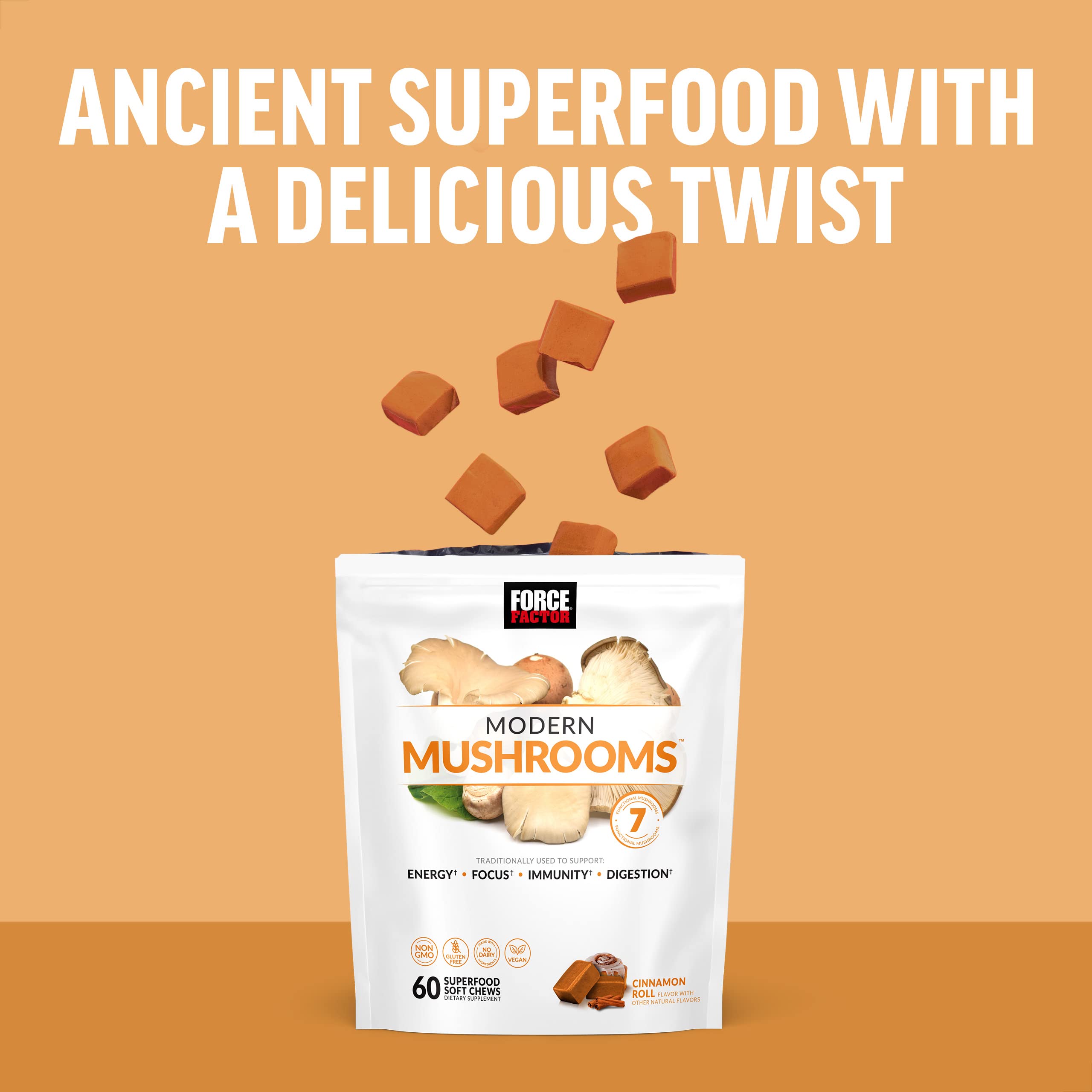 FORCE FACTOR Modern Mushrooms Soft Chews, Mushroom Supplement with Lions Mane Force Factor Au supplements