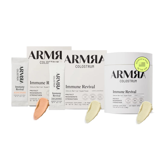 ARMRA Colostrum™ Premium Powder, Grass Fed, Gut Health Bloating Immunity Skin & Hair, Contains 400+ Bioactive Nutrients, Keto, Gluten & Fat Free (Blood Orange, Unflavored Bundle | 180 Servings) ARMRAAU supplements