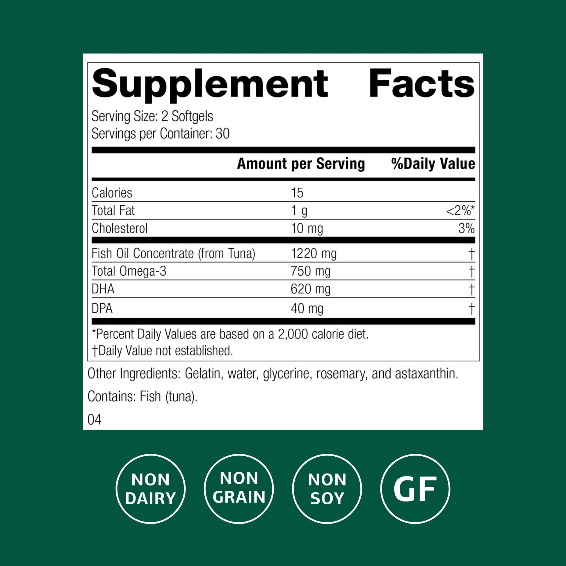 Standard Process Olprima DHA - Omega-3 Supplement for Heart & Brain Health - Gluten-Free, Non-Dairy & Non-Soy - 60 Softgels (30 Servings) Standard Process Inc. Au supplements