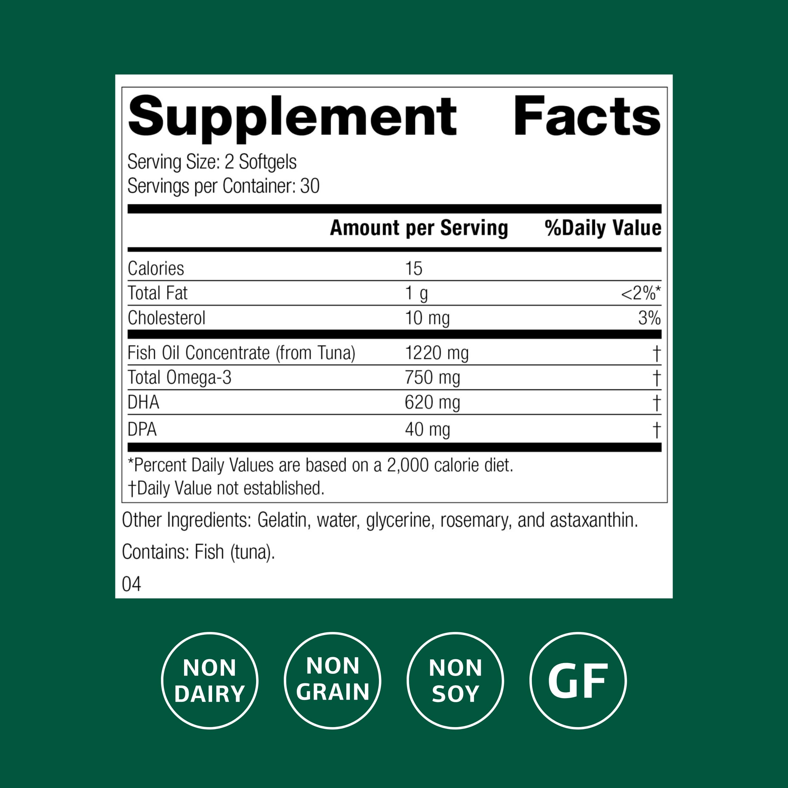 Standard Process Olprima DHA - Omega-3 Supplement for Heart & Brain Health - Gluten-Free, Non-Dairy & Non-Soy - 60 Softgels (30 Servings) Standard Process Inc. Au supplements