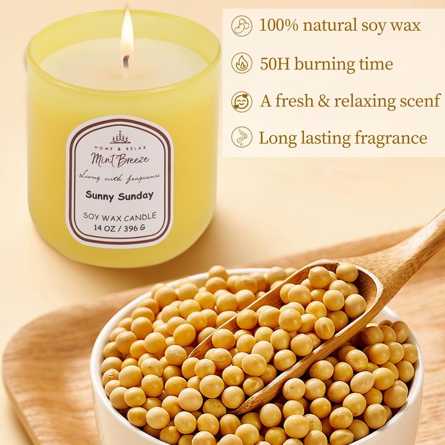 HOME & RELAX 14oz Scented Soy Wax Candle,Big Candle, More Than 80 Hours Long Lasting Burning time HOME & RELAXUS supplements