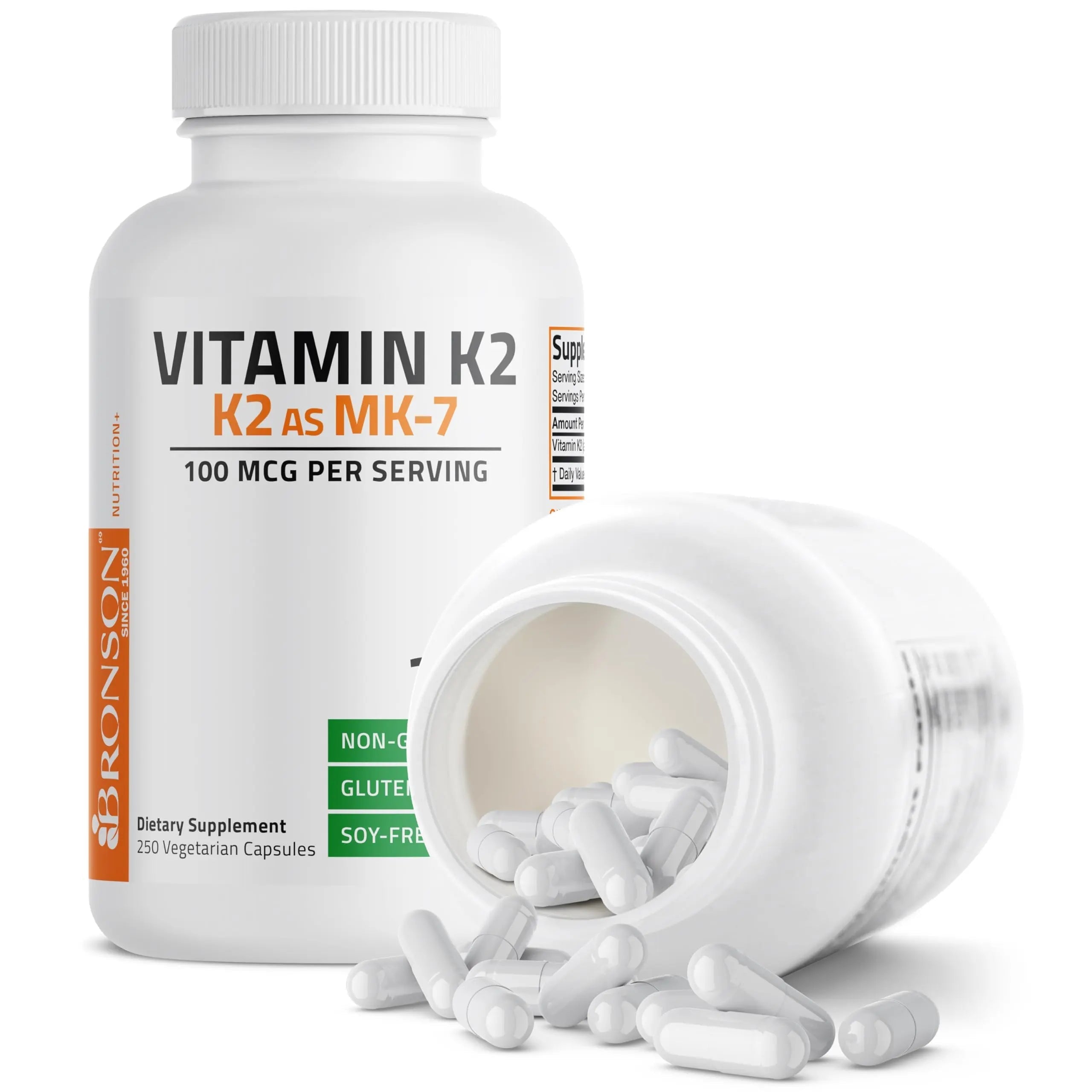 Bronson Vitamin K2 as MK-7 Menaquinone 100 mcg Non-GMO, 250 Capsules Bronson Au supplements