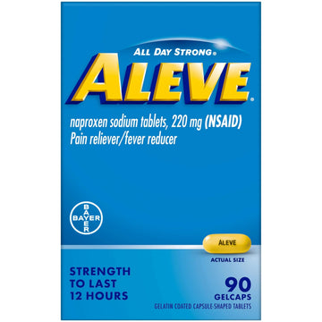 Aleve Pain Reliever & Fever Reducer Gelcaps, Naproxen Sodium, Headache and Back and Body Pain Relief Medicine, for Adults and Children Ages 12 and Up, 90 Count Aleve Au supplements