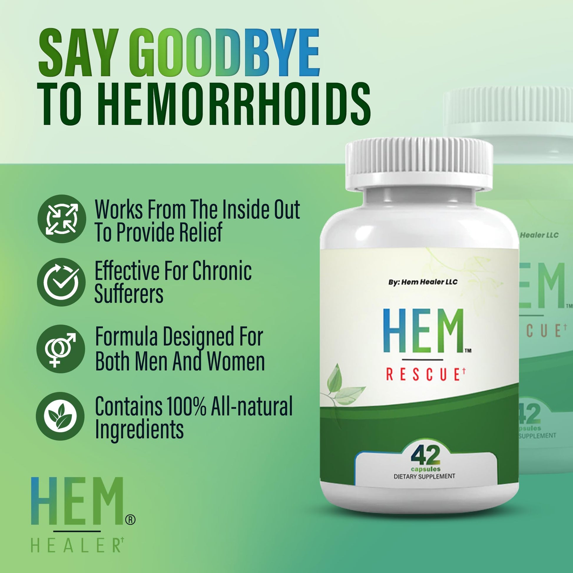 Hem Healer Hem Rescue Hemorrhoid Treatment Supplement - All Natural, Reduces Discomfort & Swelling, Boosts Blood Flow, Oral Botanical Blend, Made in USA - (1 Bottle Pack) Hem Healer Au supplements