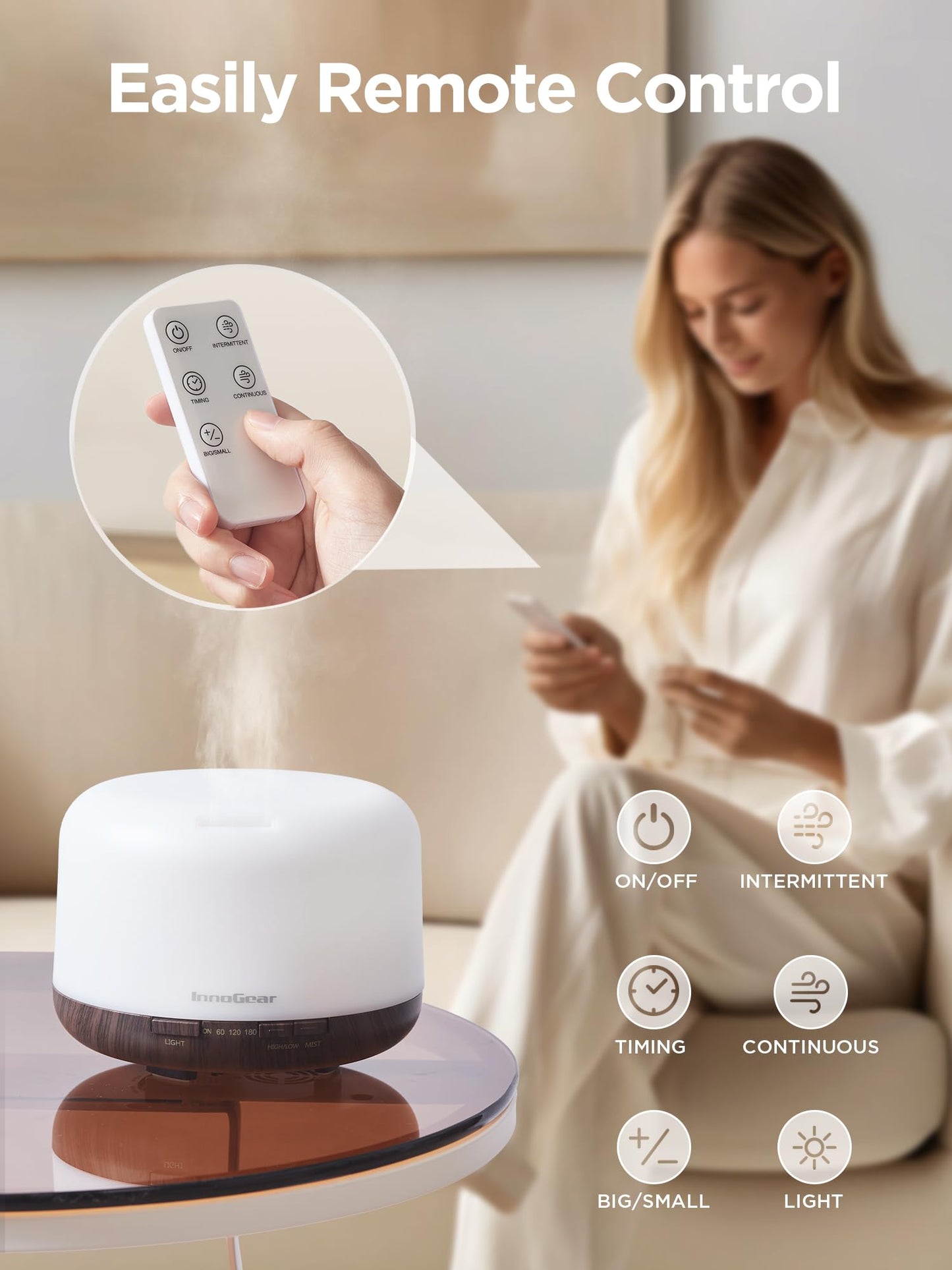 InnoGear 500ml Essential Oil Diffuser with Remote Control, Premium Ultrasonic Aromatherapy InnoGearUS supplements