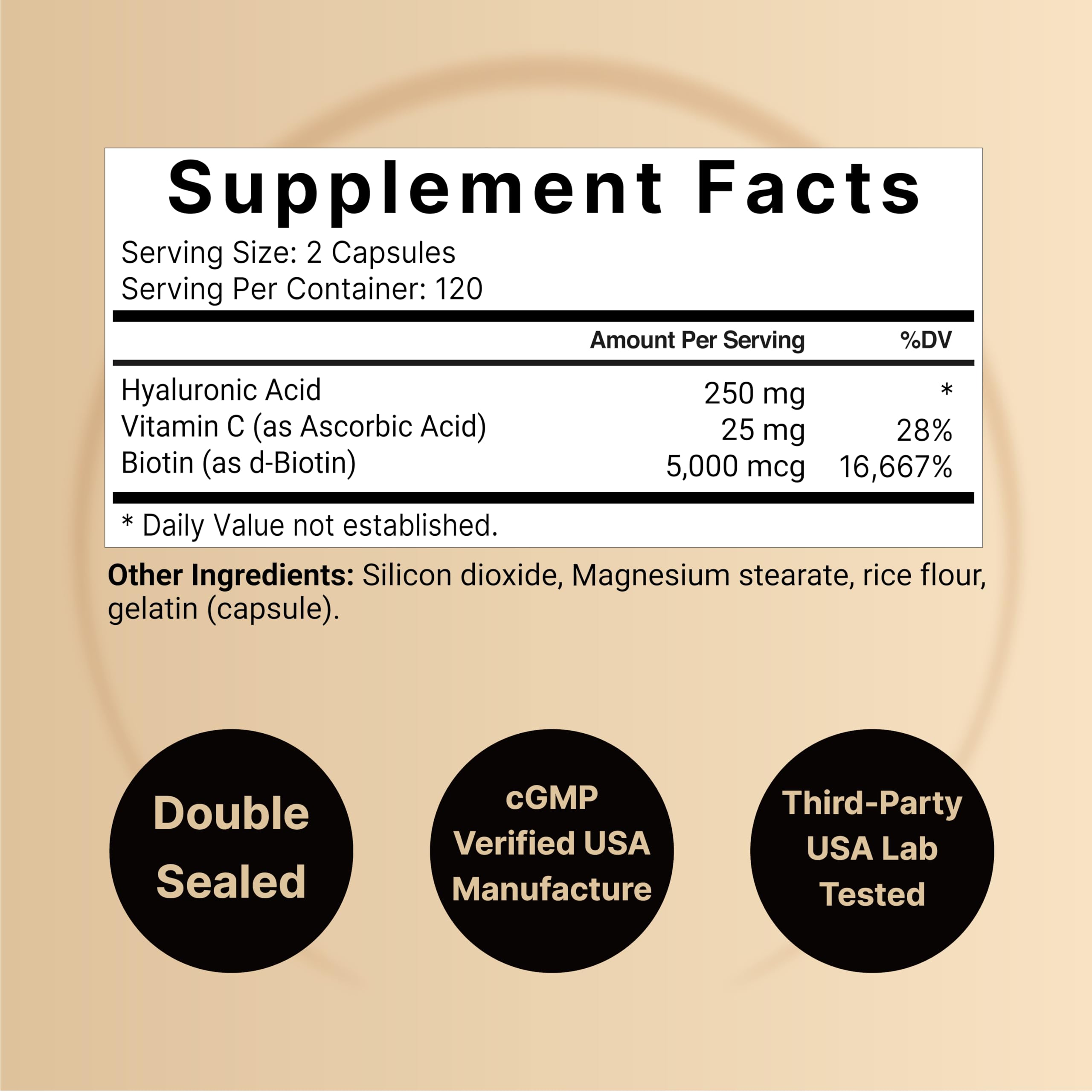 NatureBell Hyaluronic Acid Supplements 250mg | 240 Capsules, with Biotin 5000mcg NatureBell Au supplements