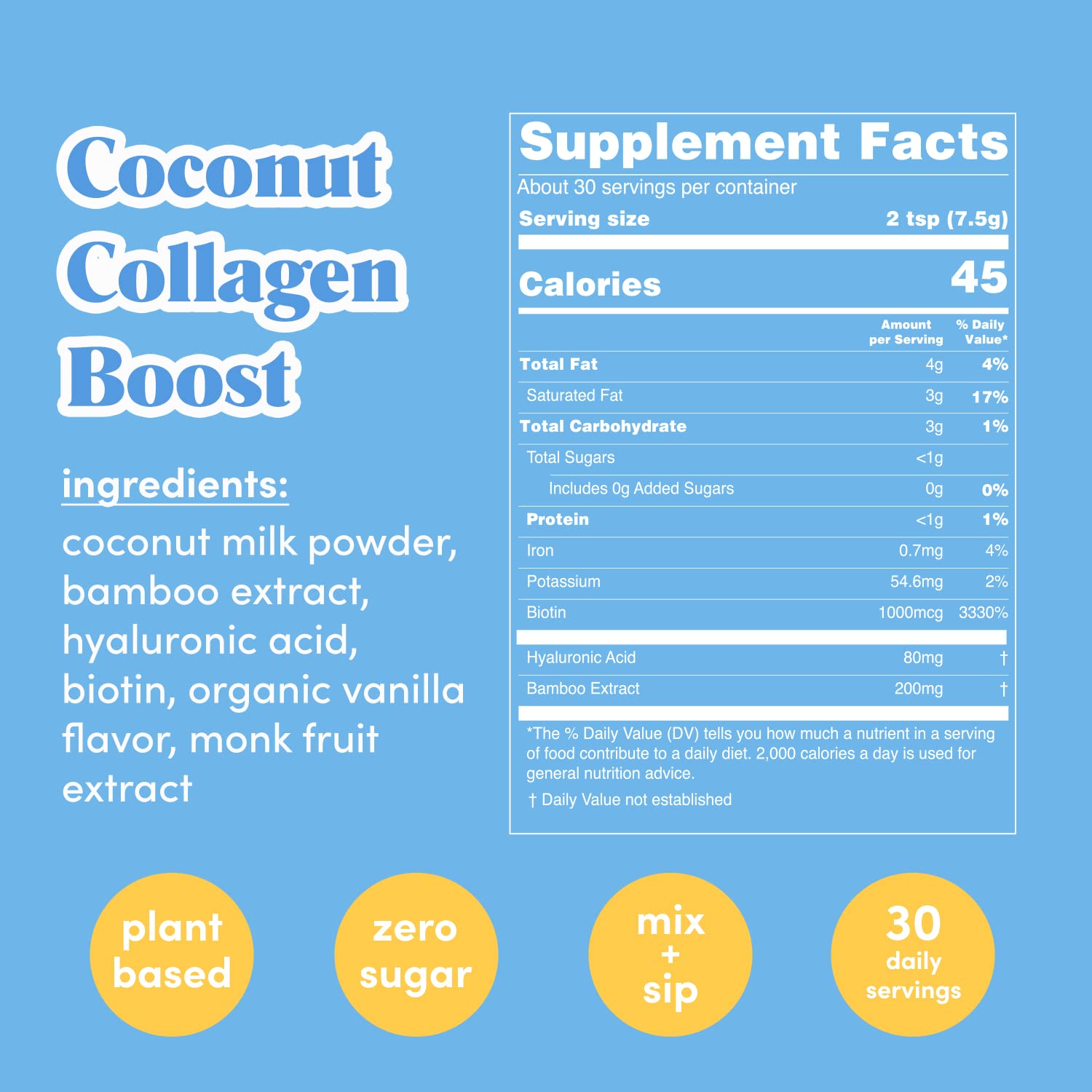 GOLDE - Collagen Boost Vegan Creamer - Vanilla Cream - Plant Based Collagen Supplement w/Hyaluronic Acid, Biotin, & Bamboo Extract - Zero Sugar - Supports Hair, Skin, & Nail Health - 15 Servings GOLDE Au supplements
