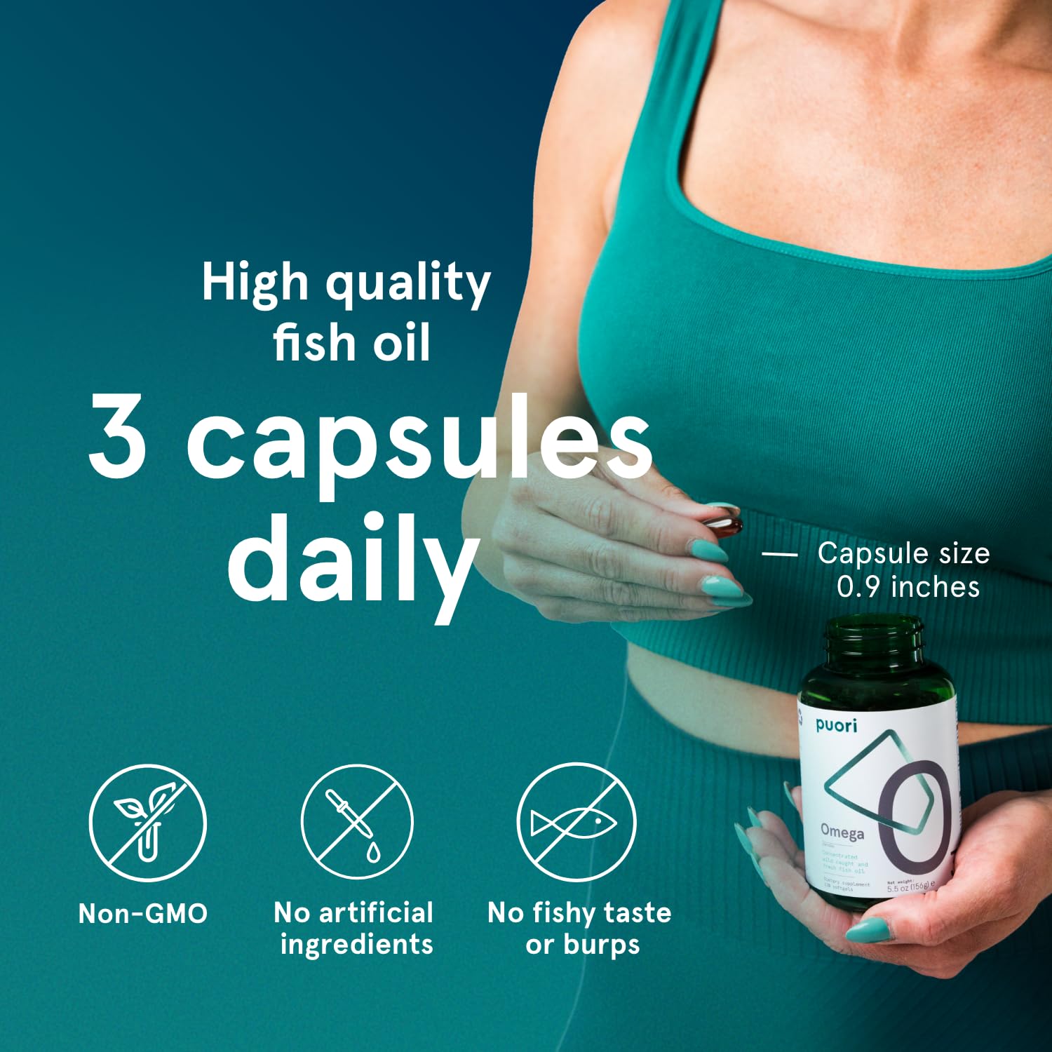 Puori Omega 3 Fish Oil Supplement - Ultra Pure & Burpless Wild Caught Fish Oil with 2000mg Omega 3 Fatty Acids,1250mg EPA & 500mg DHA Supports Heart, Brain & Eye Health - IFOS Certified - 120 Softgels Puori Au supplements