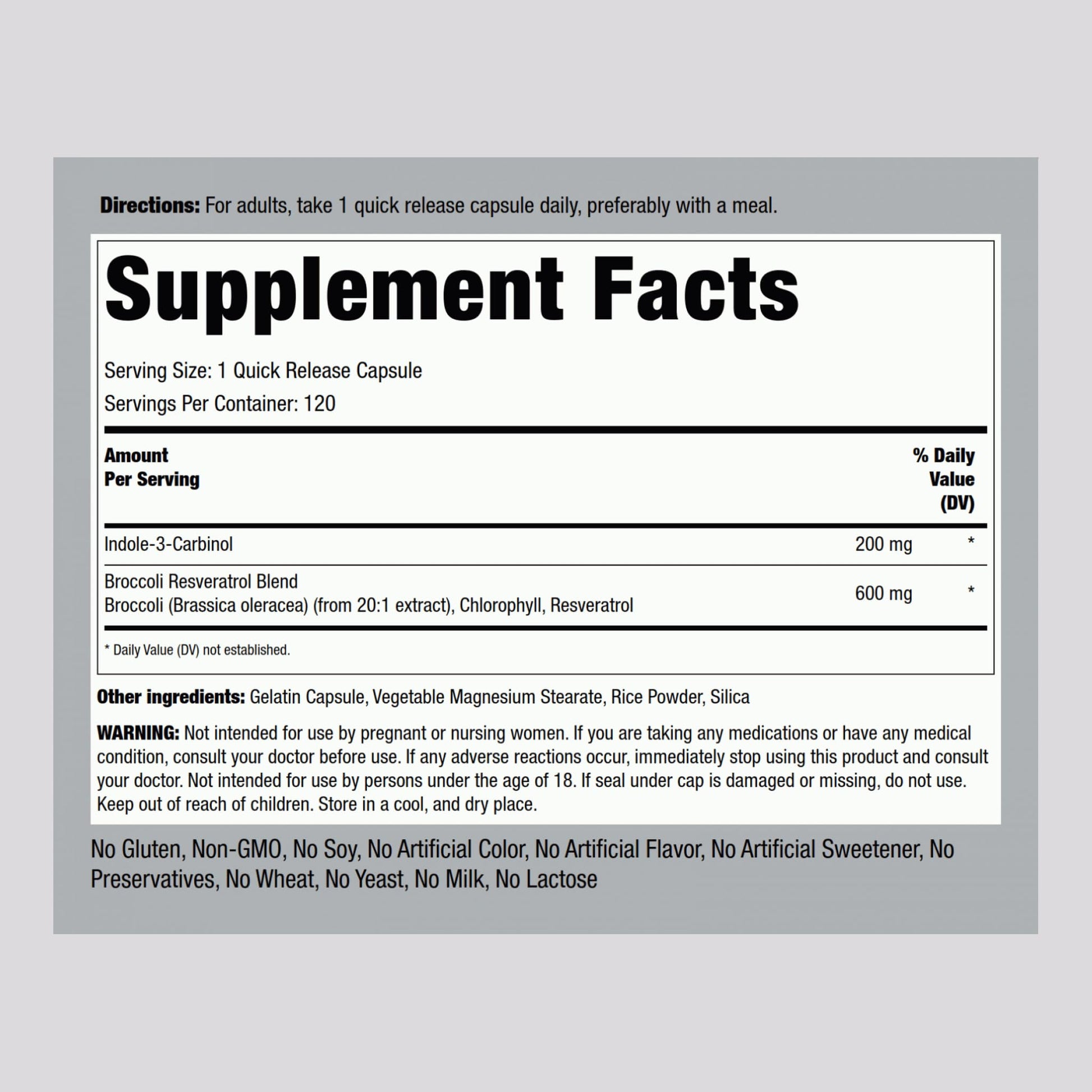 Piping Rock Indole 3 Carbinol | 200mg | 120 Capsules | I3C with Broccoli Extract | Non-GMO, Gluten Free Supplement Piping Rock Au supplements