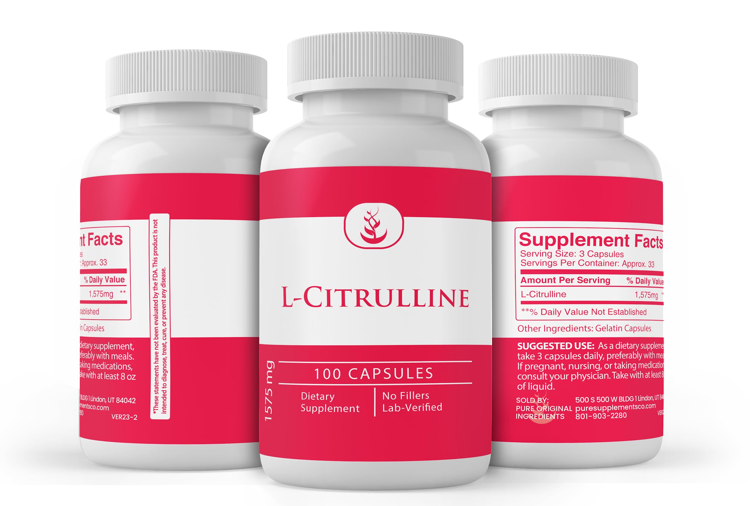 Pure Original Ingredients L-Citrulline, (100 Capsules) Always Pure, No Additives Or Fillers PURE ORIGINAL INGREDIENTS Au supplements