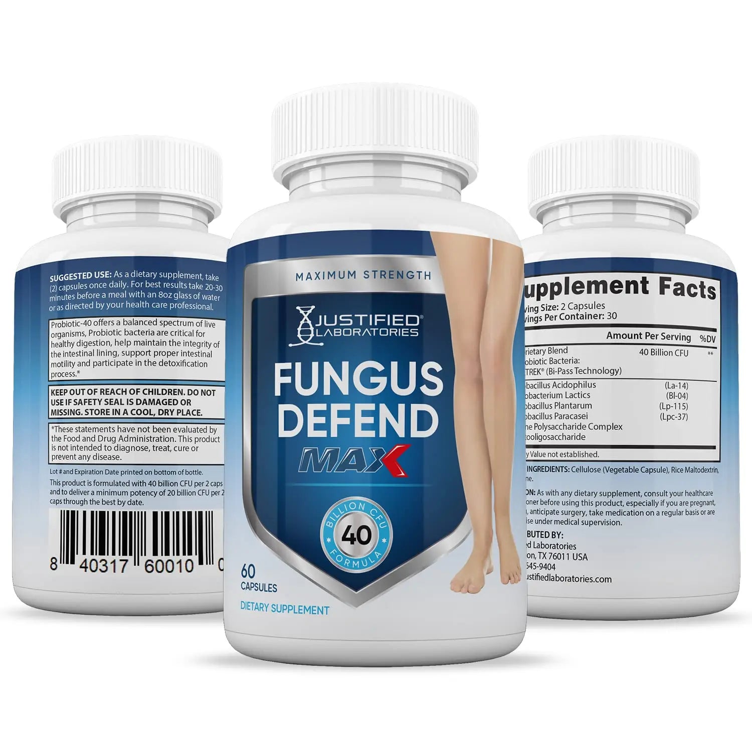 Justified Laboratories (3 Pack) Fungus Defend Max Pills 40 Billion CFU Probiotic 180 Capsules Justified Laboratories Au supplements