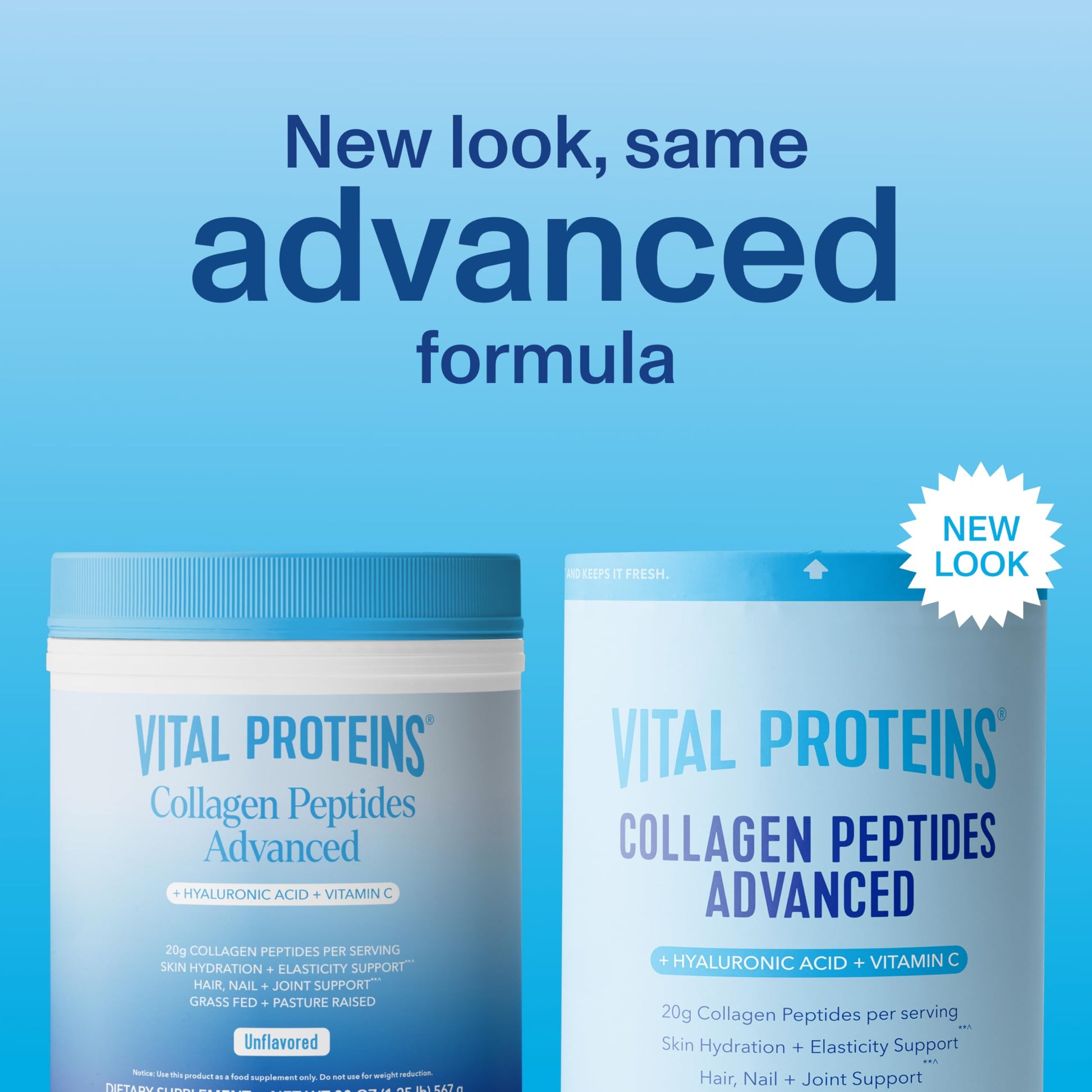 Vital Proteins Collagen Peptides Powder Advanced with Hyaluronic Acid & Vitamin C, 20oz Collagen Protein, Unflavored, 27 Servings vital proteins Au supplements