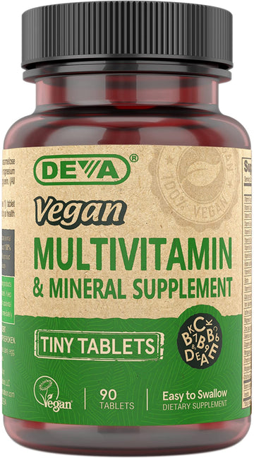 DEVA Vegan Multivitamin for Women & Men with Iron, Vitamin C, E, B Complex Vitamins, Zinc, 90 Tiny Tablets DEVA Au supplements