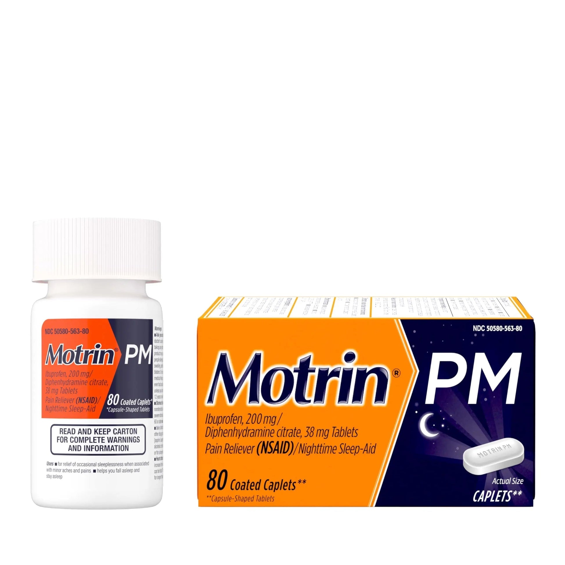 Motrin PM Caplets with 200 mg Ibuprofen & 38 mg Diphenhydramine Sleep Aid, Nighttime Pain Reliever for Minor Aches & Pains, Bulk, 80 ct Motrin Au supplements