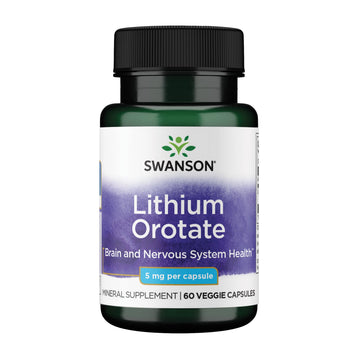 Swanson Lithium Orotate Mood and Memory Support Supplement for Stress-Prone Adults Seeking Emotional Wellness - 5 mg Elemental Lithium (60 Veggie Capsules) Swanson Au supplements