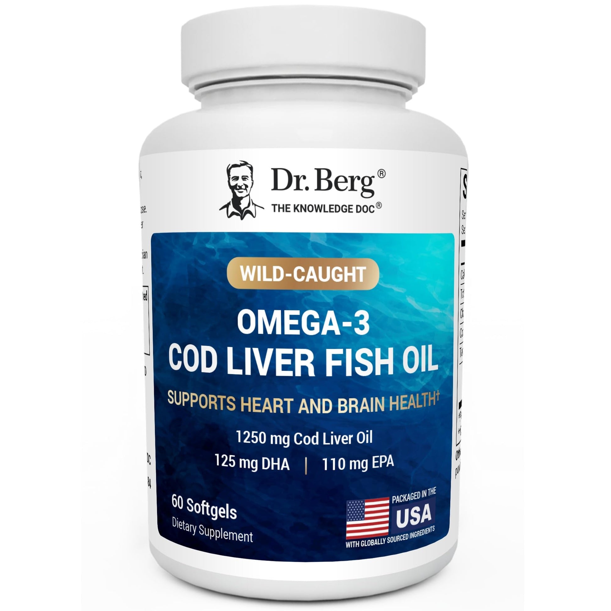 Dr. Berg Omega-3 Cod Liver Fish Oil 60 Softgels – Wild-Caught Icelandic Cod – Omega 3 EPA & DHA – Heart, Brain, Immune & Eye Support* – Lemon Flavor – 4X Lab-Tested – Non-GMO, No Fillers Dr. Berg Nutritionals Au supplements