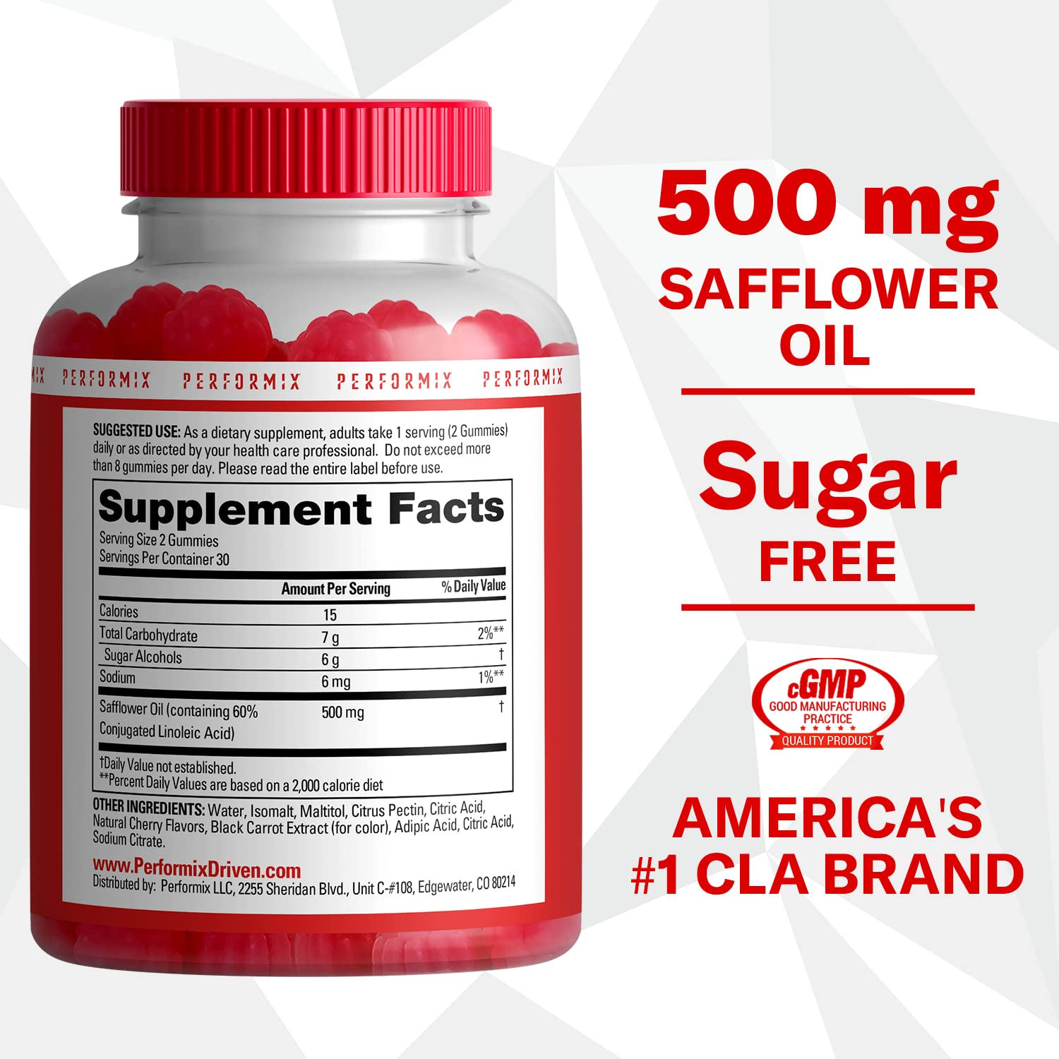 PERFORMIX AbCuts CLA Gummies - 60 Gummies, Fruit Punch - Non-Stimulant PERFORMIX Au supplements