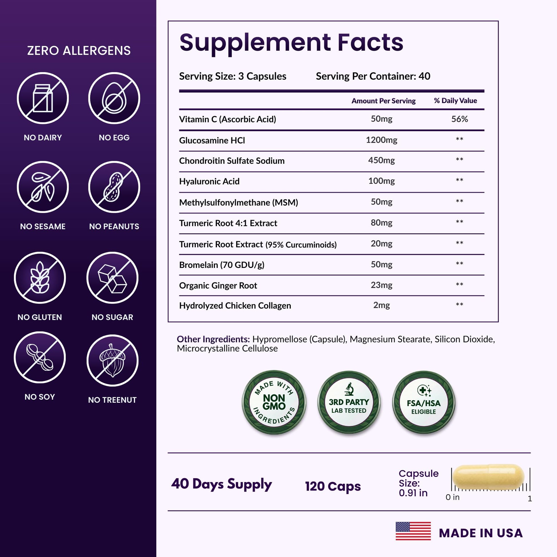 ForestLeaf Glucosamine Chondroitin MSM Joint Supplement Complex - 1200mg - 120 Caps ForestLeaf Au supplements