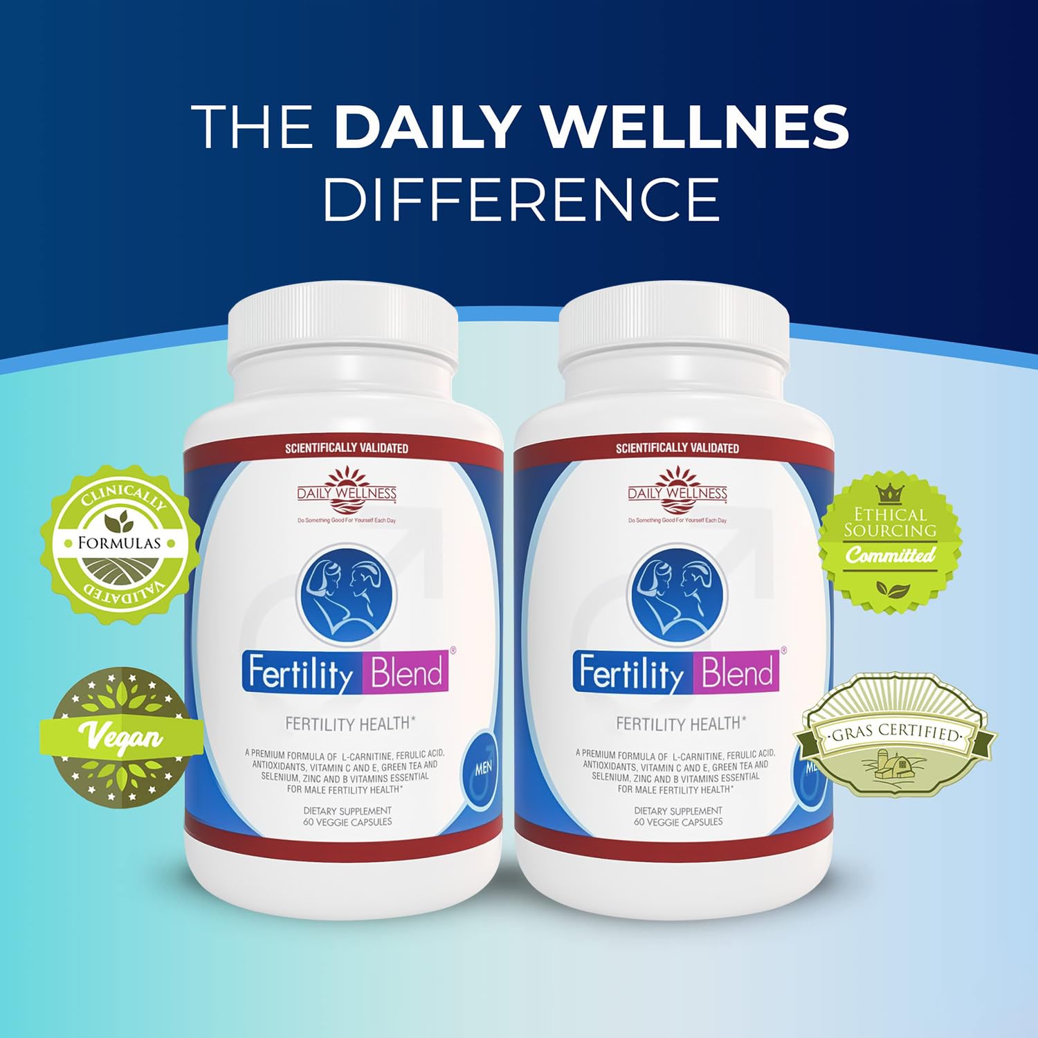 Fertility Blend Daily Wellness for Men - Male Fertility Supplements, Vitamin Blend Pills - Male Count Pre-Conception for Him - Fertility Supplements for Men - 60 Capsules, 2 Pack Fertility Blend Au supplements