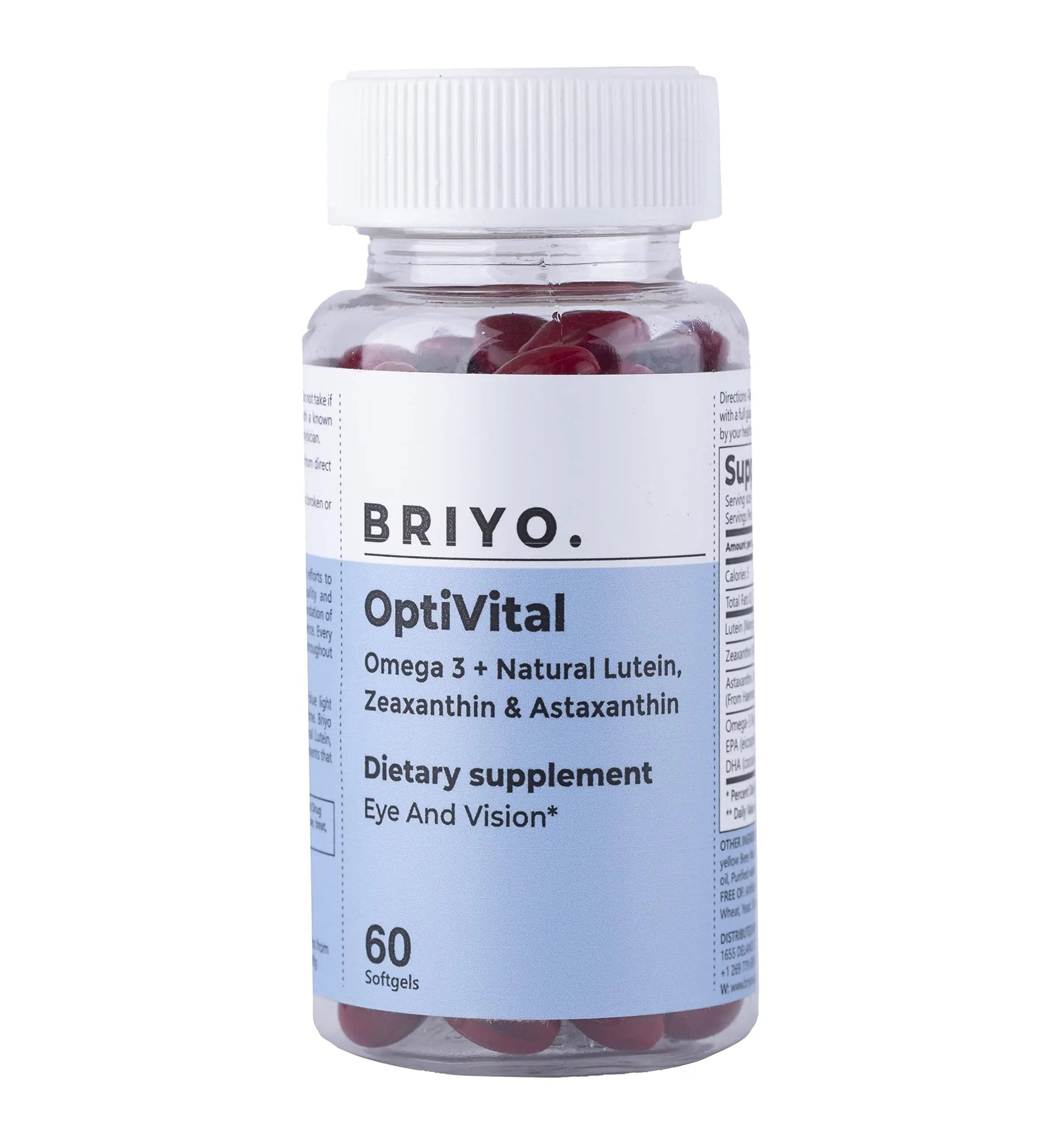 Briyo OptiVital Eye Health Supplement – Lutein, Zeaxanthin, Astaxanthin & Omega-3 from Natural Sources – Supports Vision Briyosis Au supplements