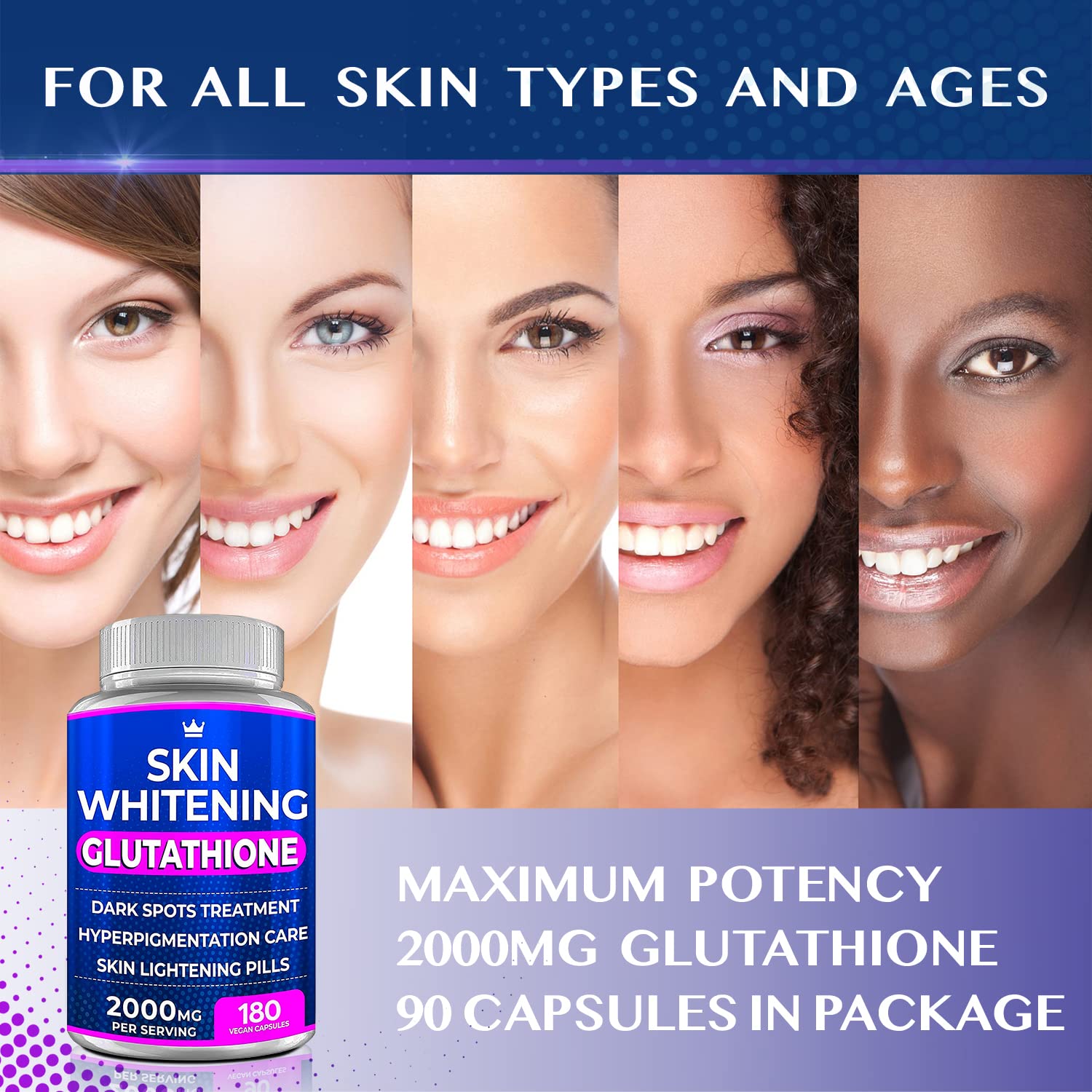 Glutathione Whitening Pills - 180 Capsules 2000mg Glutathione - Effective Skin Lightening NORTHERN CROWN COSMETICS Au supplements