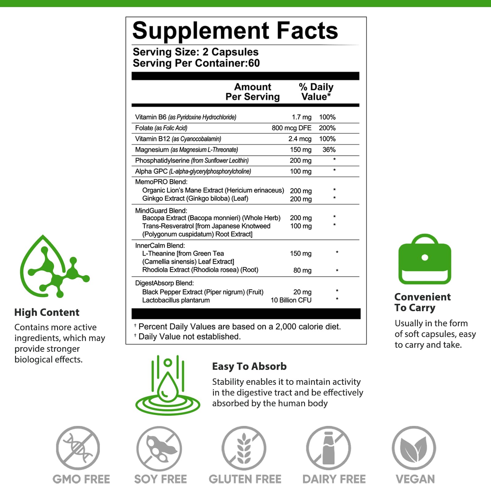 Nootropic Brain Supplement for Memory & Focus Support – Advanced Cognitive Formula for Mental Clarity & Mood Balance with Bacopa Monnieri, Lion's Mane, Alpha GPC & Omega-3 – 120 Capsules CelluTech Au supplements