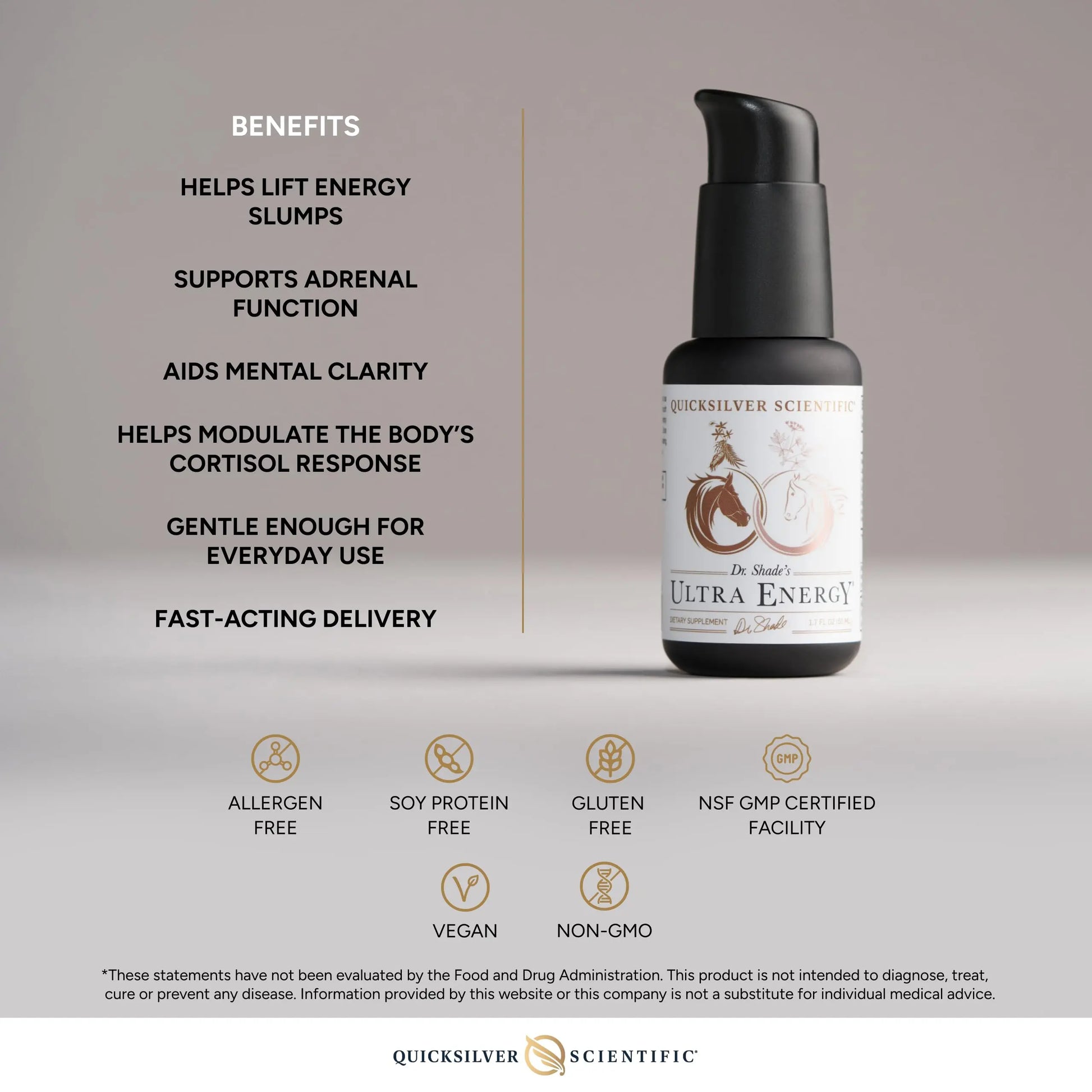 Quicksilver Scientific Dr. Shade's Ultra Energy - Liposomal Adaptogenic Adrenal, Cognitive Support Supplement with Rhodiola, Reishi, Ashwagandha for Women + Men (1.7 fl oz / 50ml) Quicksilver Scientific Au supplements