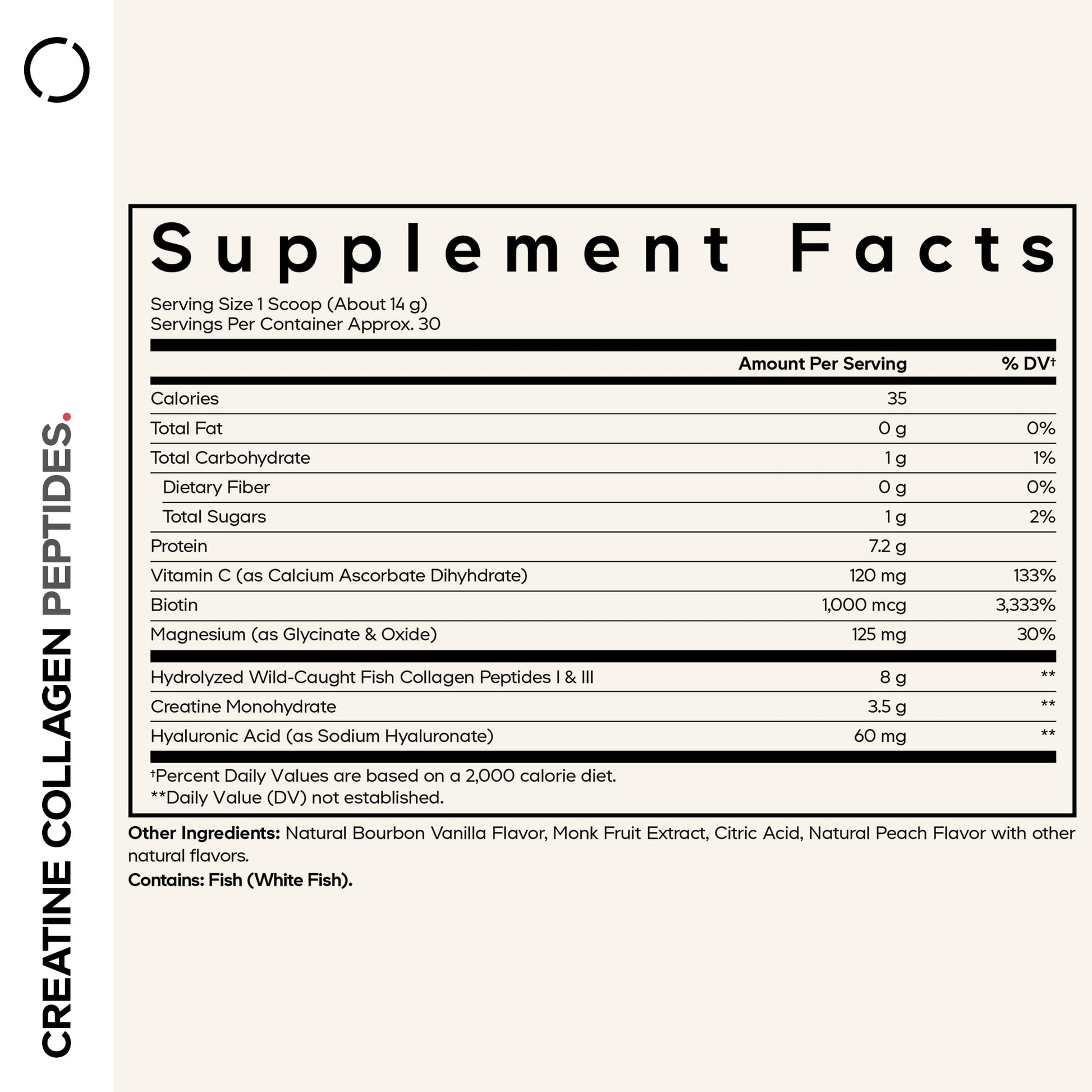 Codeage Creatine Collagen Peptides - Creatine Monohydrate Powder Supplement, Wild-Caught Marine Collagen, Biotin, Magnesium, Vitamin C, Hyaluronic Acid - Vanilla Flavored - Non-GMO - 15 Oz Codeage Au supplements