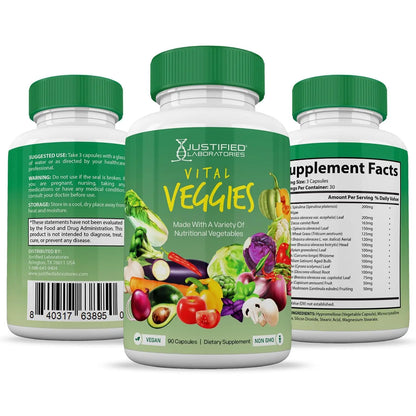 (10 Pack) Vital Fruits and Veggies Supplement Whole Food Red & Green Superfoods Non GMO Vegan Friendly 900 Veggie Capsules 10 Bottles Justified Laboratoriesnz supplements