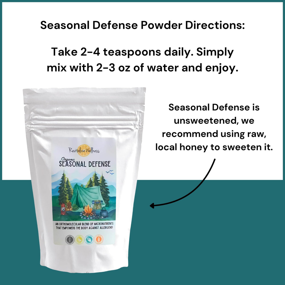 Revitalize Wellness Organic Seasonal Defense Powder Formerly Allergy Defense | Bromelain, Vitamin B3, Vitamin C, Quercetin, and NAC | No Sugar Added | Fruit Punch Flavor | 30 Servings Revitalize Wellness Au supplements