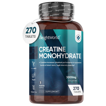 Creatine Monohydrate 3000mg - 270 Tablets - Gym Energy Supplement for Men & Women WeightWorld Au supplements