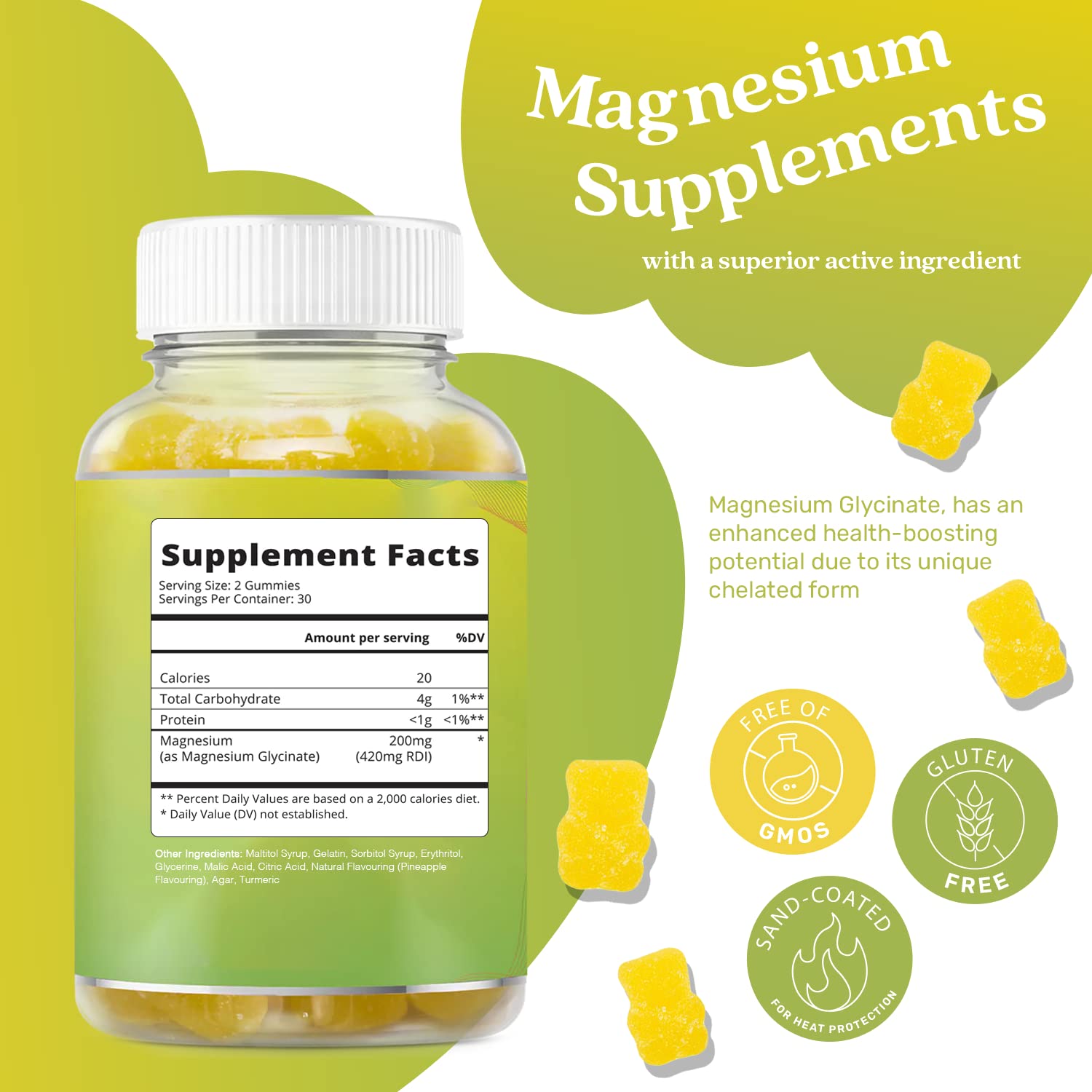 BeLive Magnesium Gummies 200mg - 60 Ct | Magnesium Glycinate Supplements for Relaxation, Stress Relief, and Sleep for Adults & Kids - Tasty and Tangy Pineapple Flavor BeLive Au supplements