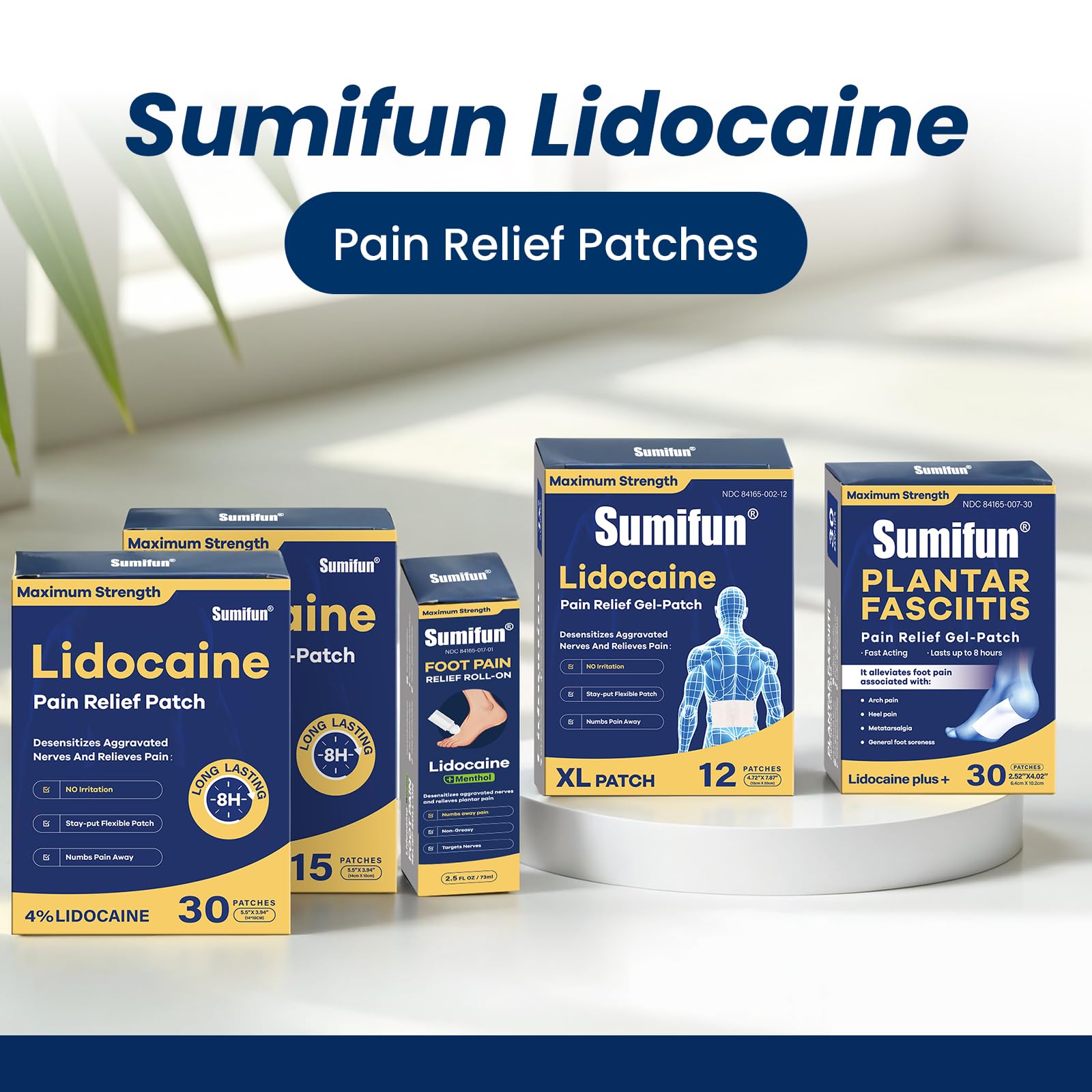 Sumifun Foot Pain Relief Lidocaine Roll-On - Maximum Strength OTC for Plantar Fasciitis & Heel Pain - Fast-Drying, Non-Greasy Formula, 2.5 Fl Oz * 3 Sumifun Au supplements