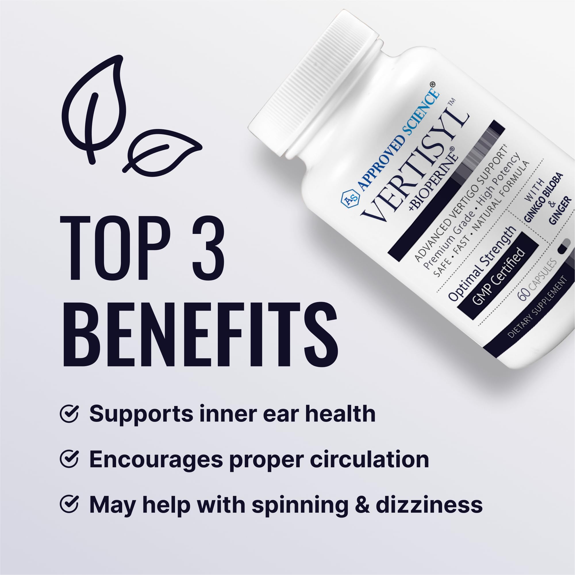 Approved Science VertiSyl - Ginkgo Biloba, Ginger, Vitamin D3, BioPerine - 60 Capsules - 1 Month Supply Approved Science Au supplements