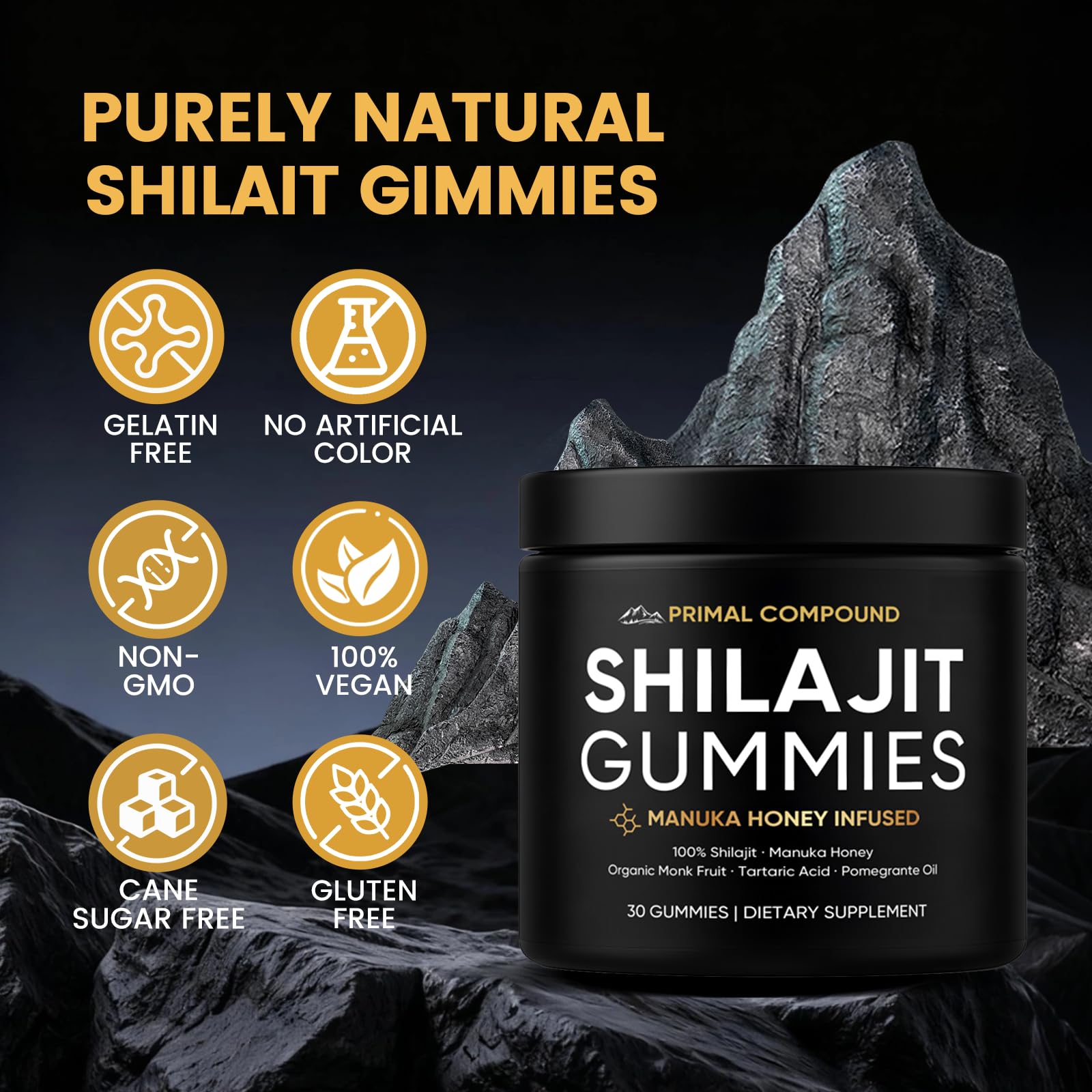 TOGOLIUN Primal Compound Shilajit Gummies for Men,with Manuka Honey, Organic Monk Fruit & Fulvic Acid, Shilajit Gummies Energy Supplements, 30 Gummies TOGOLIUN Au supplements