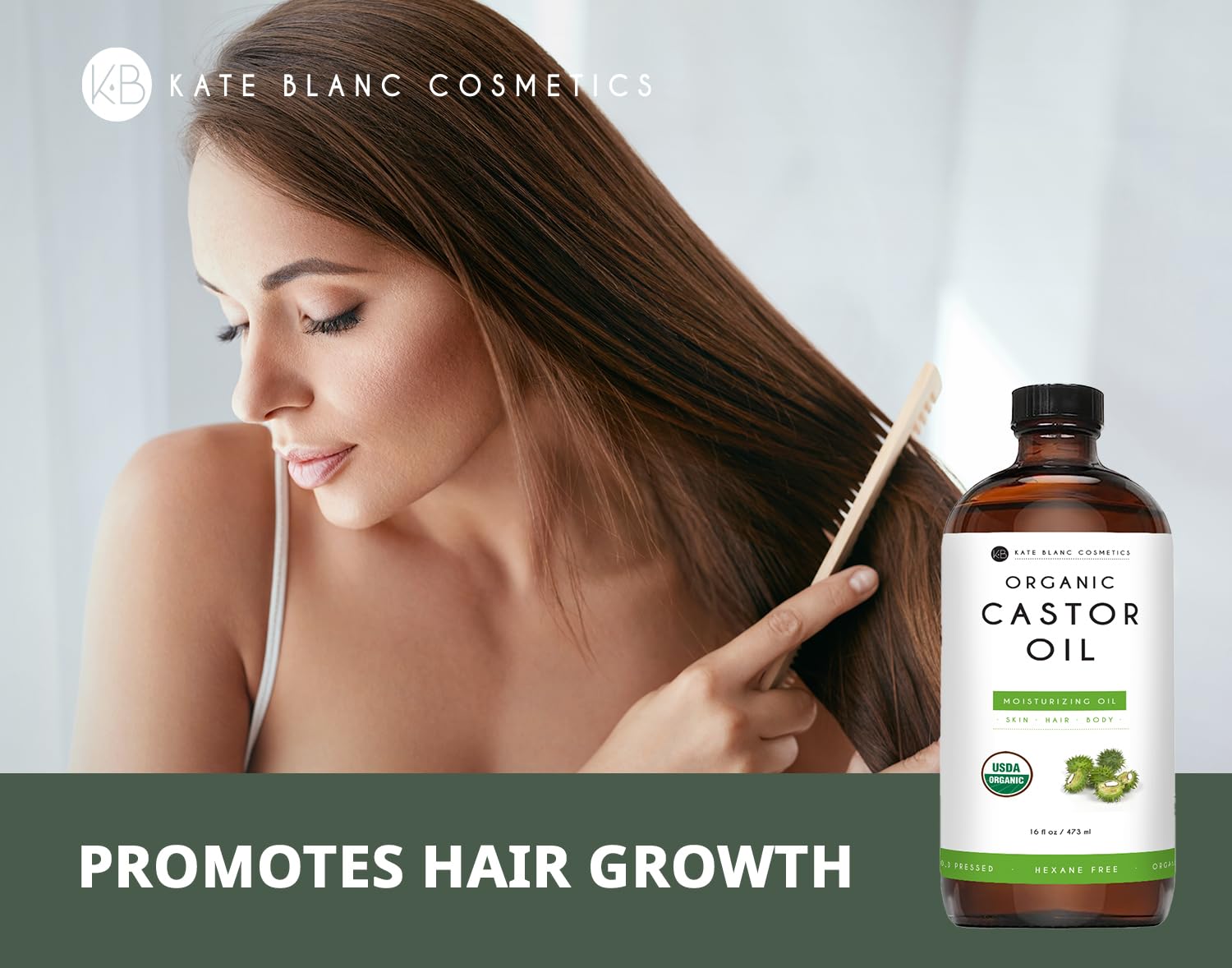 Kate Blanc Cosmetics Castor Oil Organic for Hair Growth & Body (16oz). 100% Pure Cold-Pressed Kate Blanc Cosmetics Au supplements
